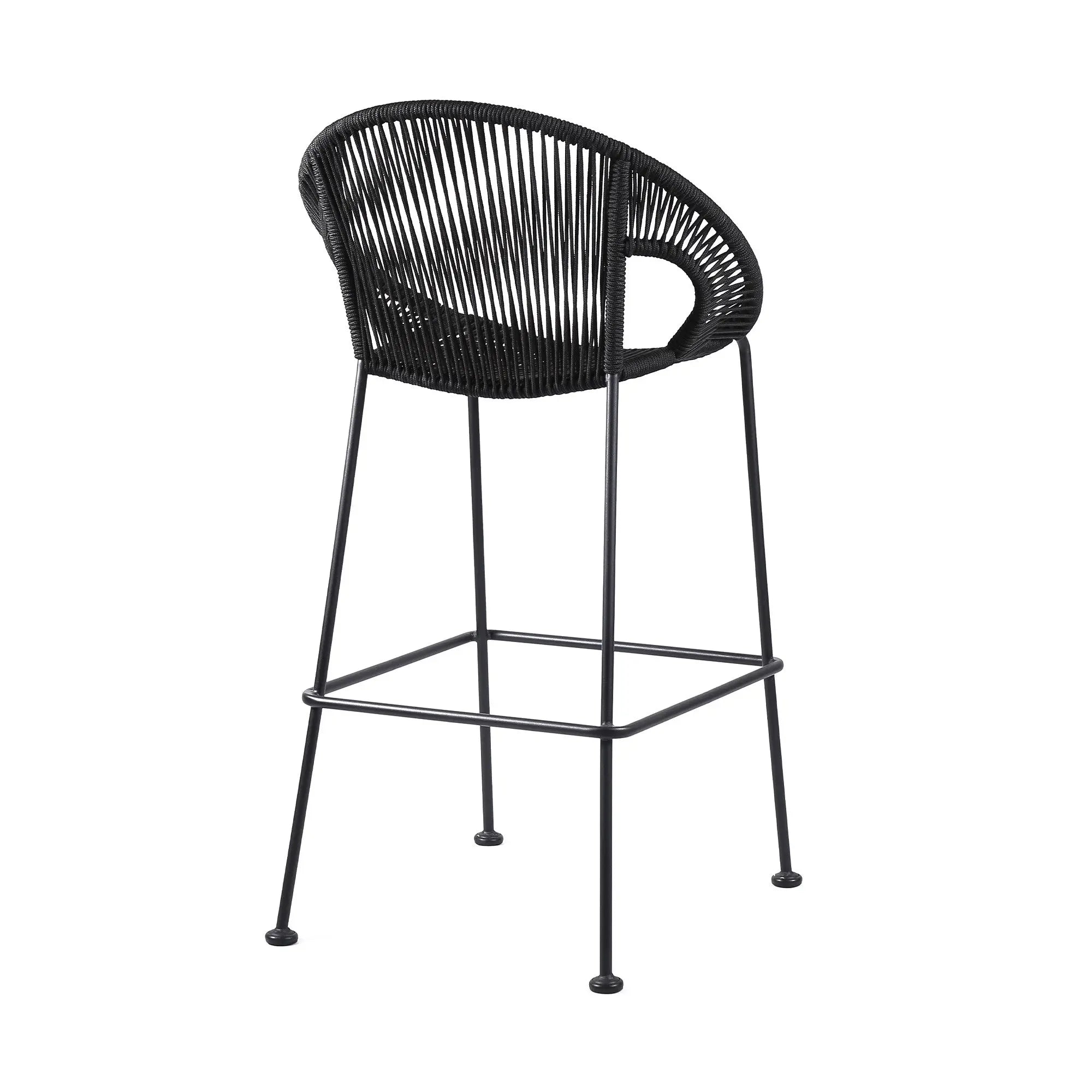 40" Black Metal Low back Outdoor Counter Height Bar chair with Footrest - GreatEagleInc