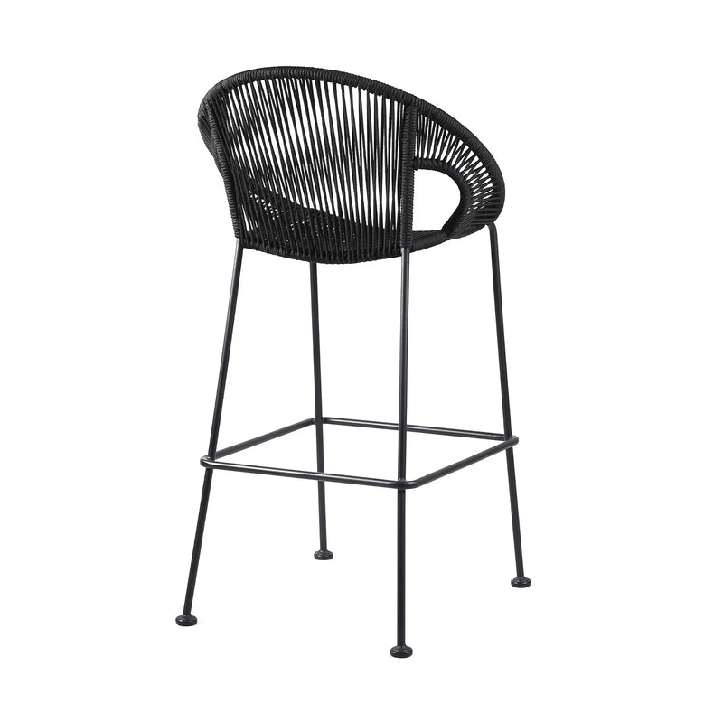 40" Black Metal Low back Outdoor Counter Height Bar chair with Footrest - GreatEagleInc
