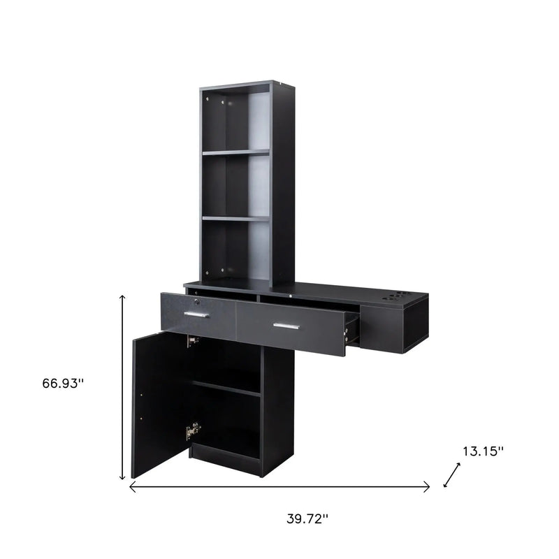 40" Black Wood Mirrored Two Drawer Vanity Table Homeroots Living Room