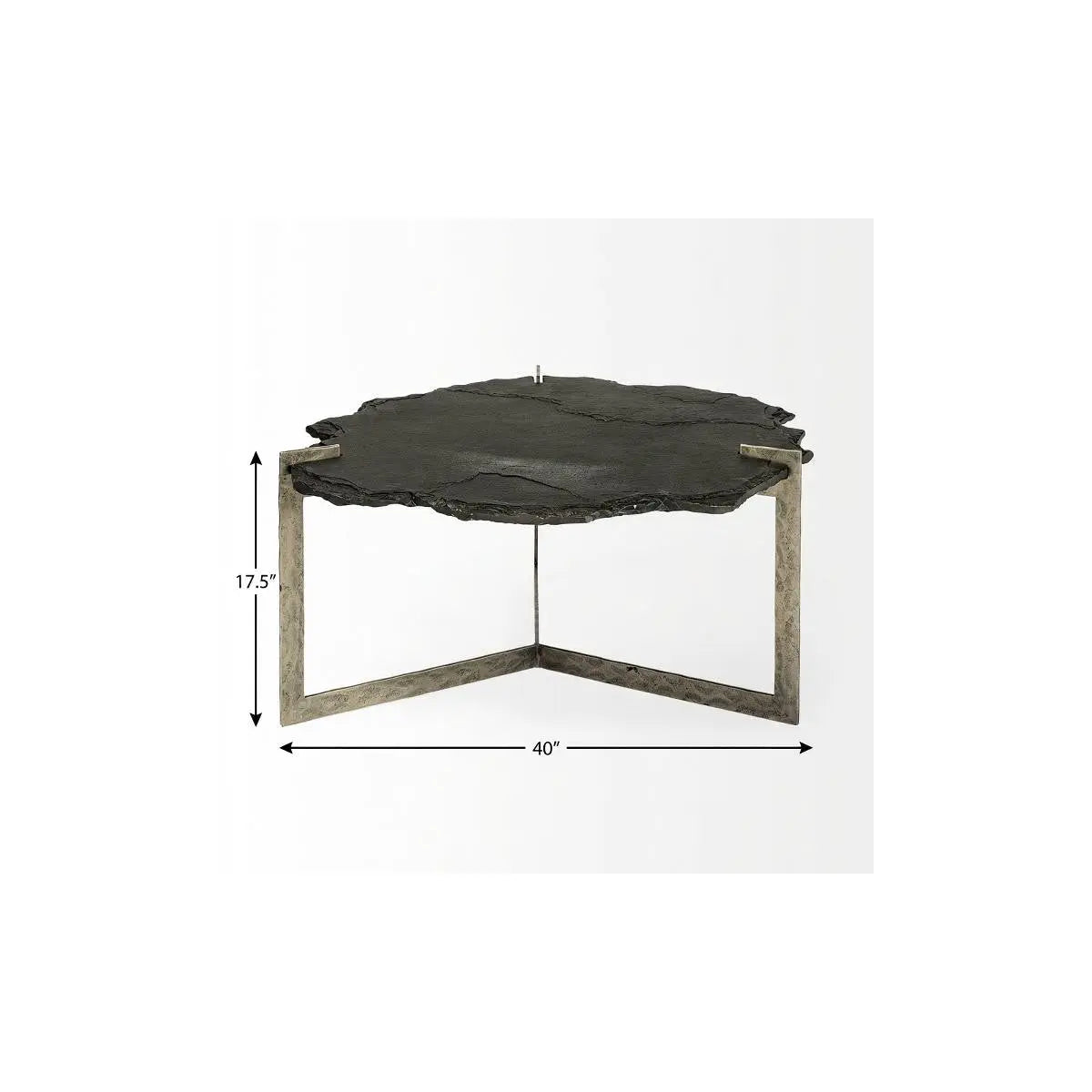 40" Black and Gold Stone and Iron Free Form Distressed Coffee Table Homeroots Living Room