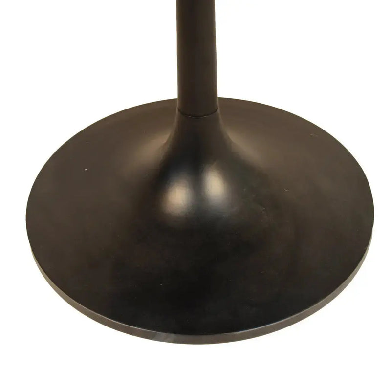40" Brown And Black Rounded Solid Wood And Iron Pedestal Base Dining Table Homeroots Kitchen & Dining