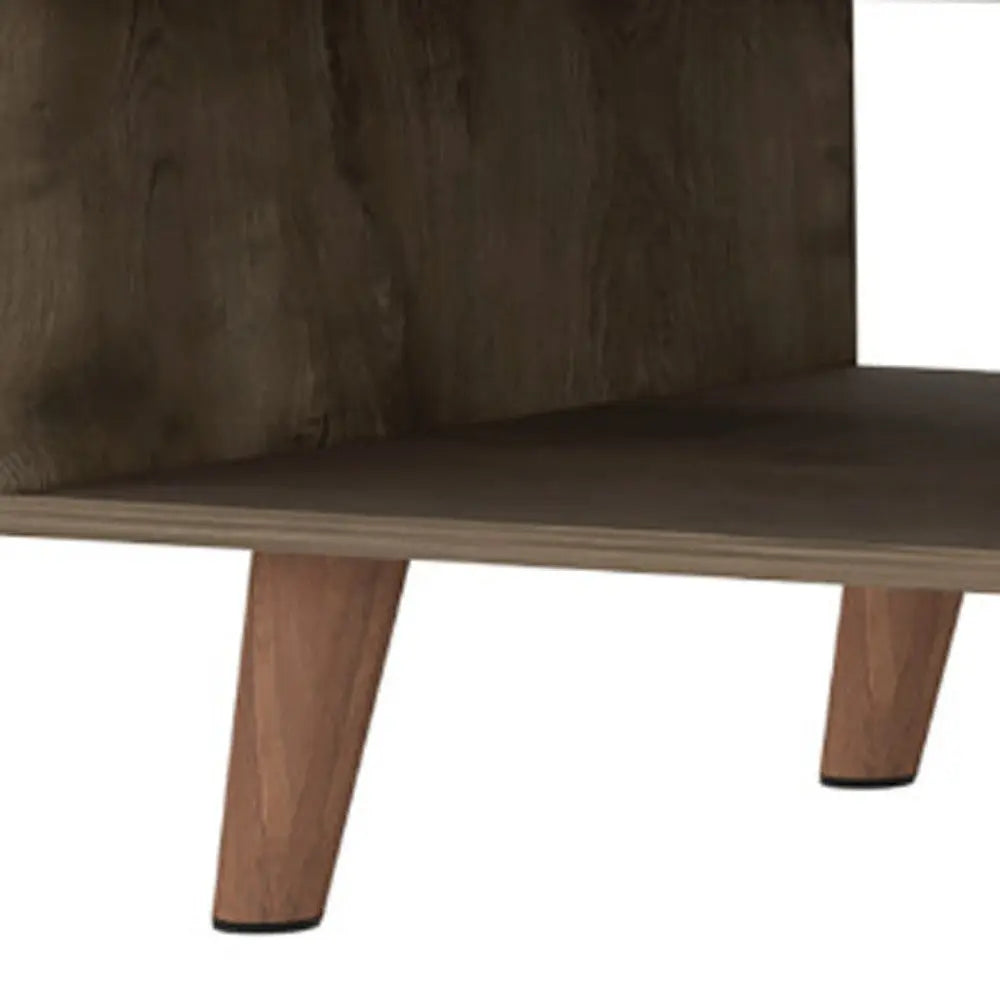 40" Brown And Brown and White Wood Coffee Table With Drawer And Shelf Homeroots Living Room