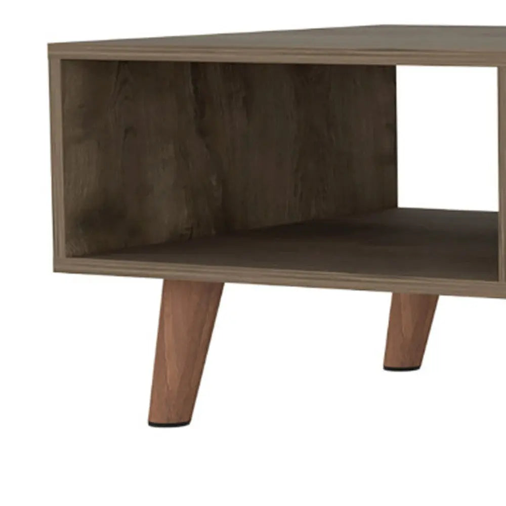 40" Brown And Brown and White Wood Coffee Table With Drawer And Shelf Homeroots Living Room