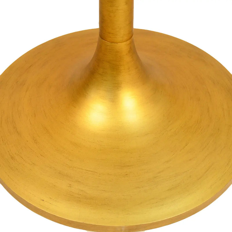 40" Brown And Gold Rounded Solid Wood And Iron Pedestal Base Dining Table Homeroots Kitchen & Dining