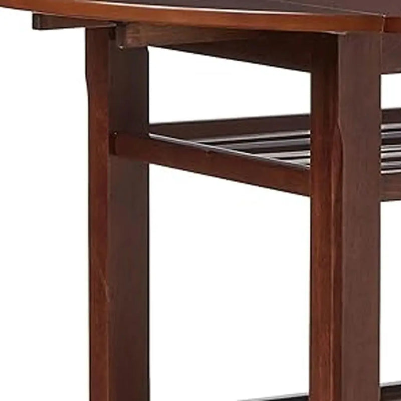 40" Brown Wood Rounded Drop Leaf Bar Table Homeroots Living Room