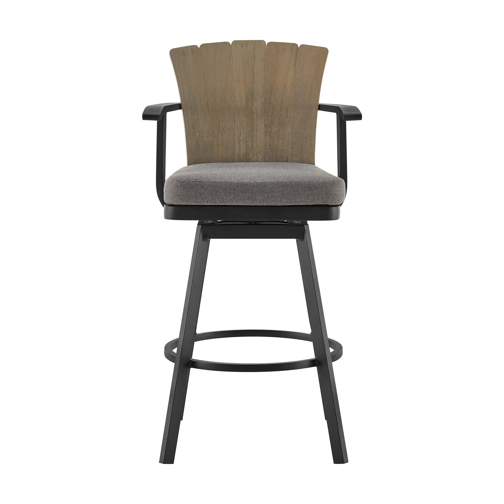 40" Charcoal Metal Swivel Outdoor Counter Height Bar chair with Footrest - GreatEagleInc