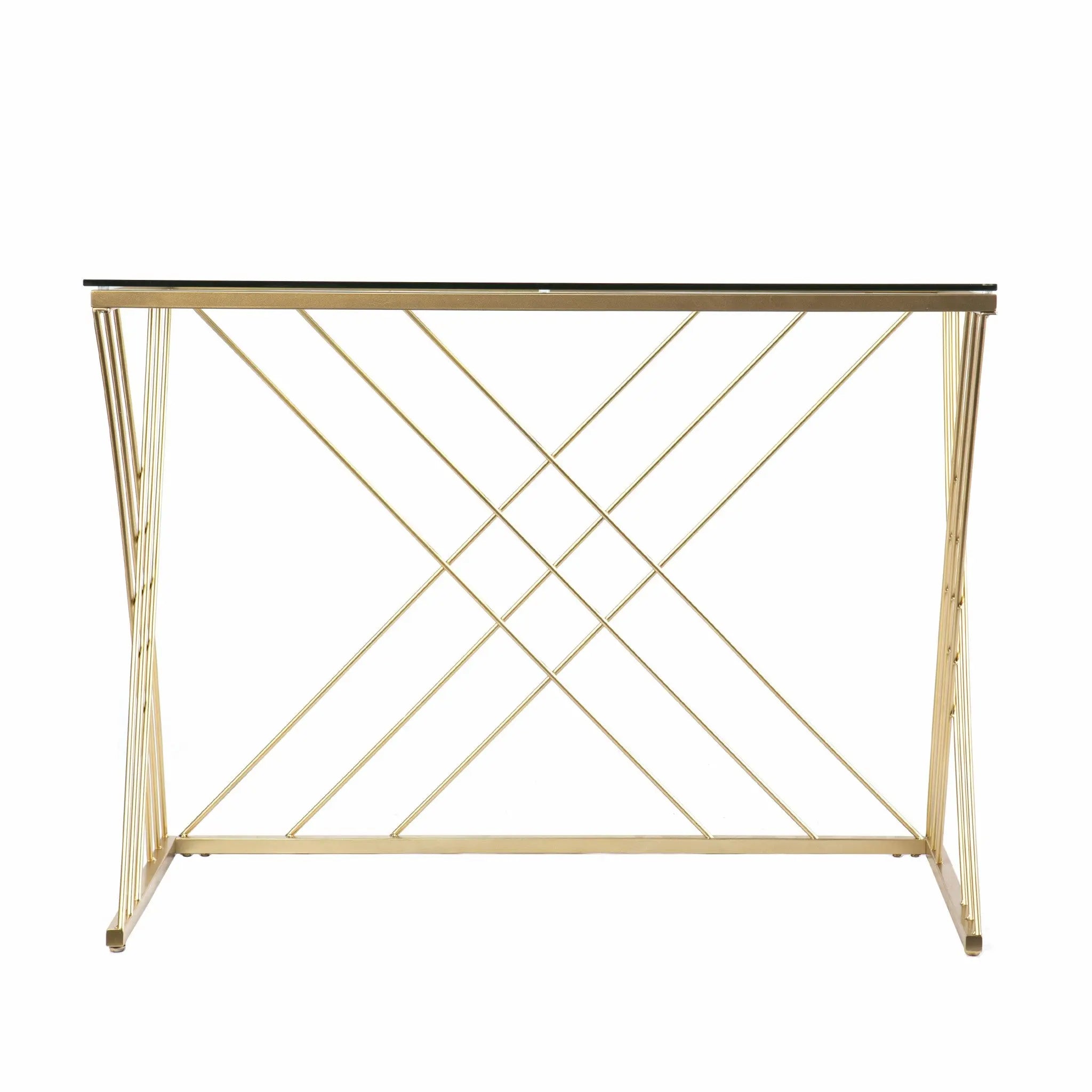 40" Clear and Gold Glass and Iron Sled Homeroots Office