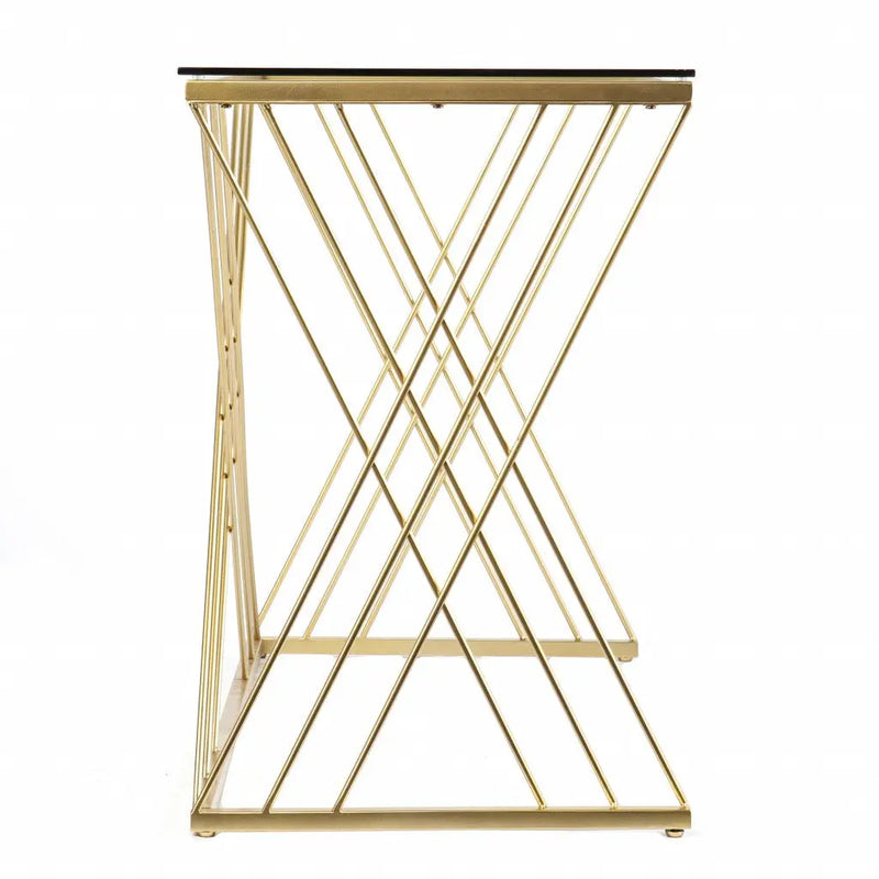 40" Clear and Gold Glass and Iron Sled Homeroots Office