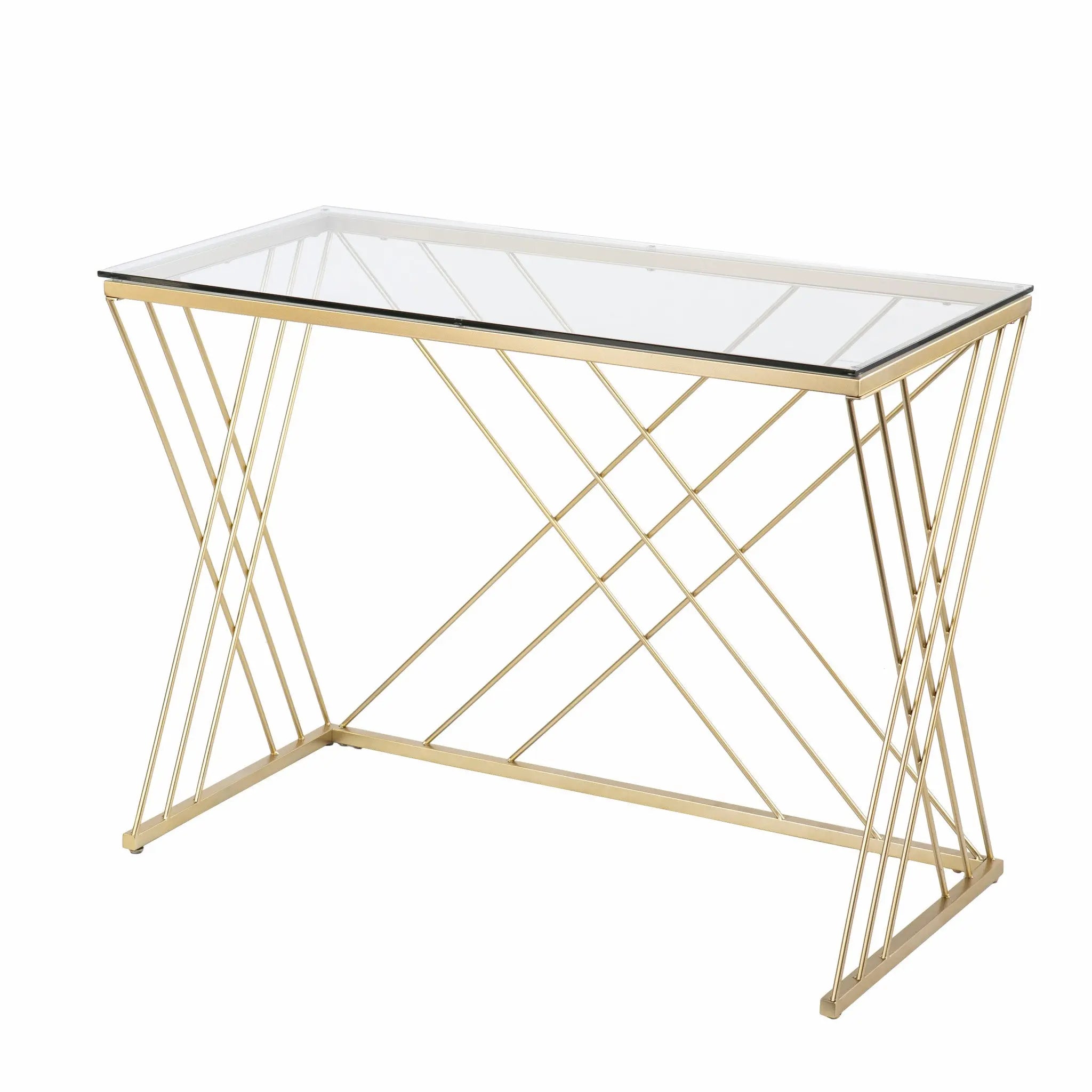 40" Clear and Gold Glass and Iron Sled Homeroots Office