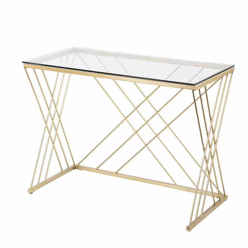 40" Clear and Gold Glass and Iron Sled Homeroots Office