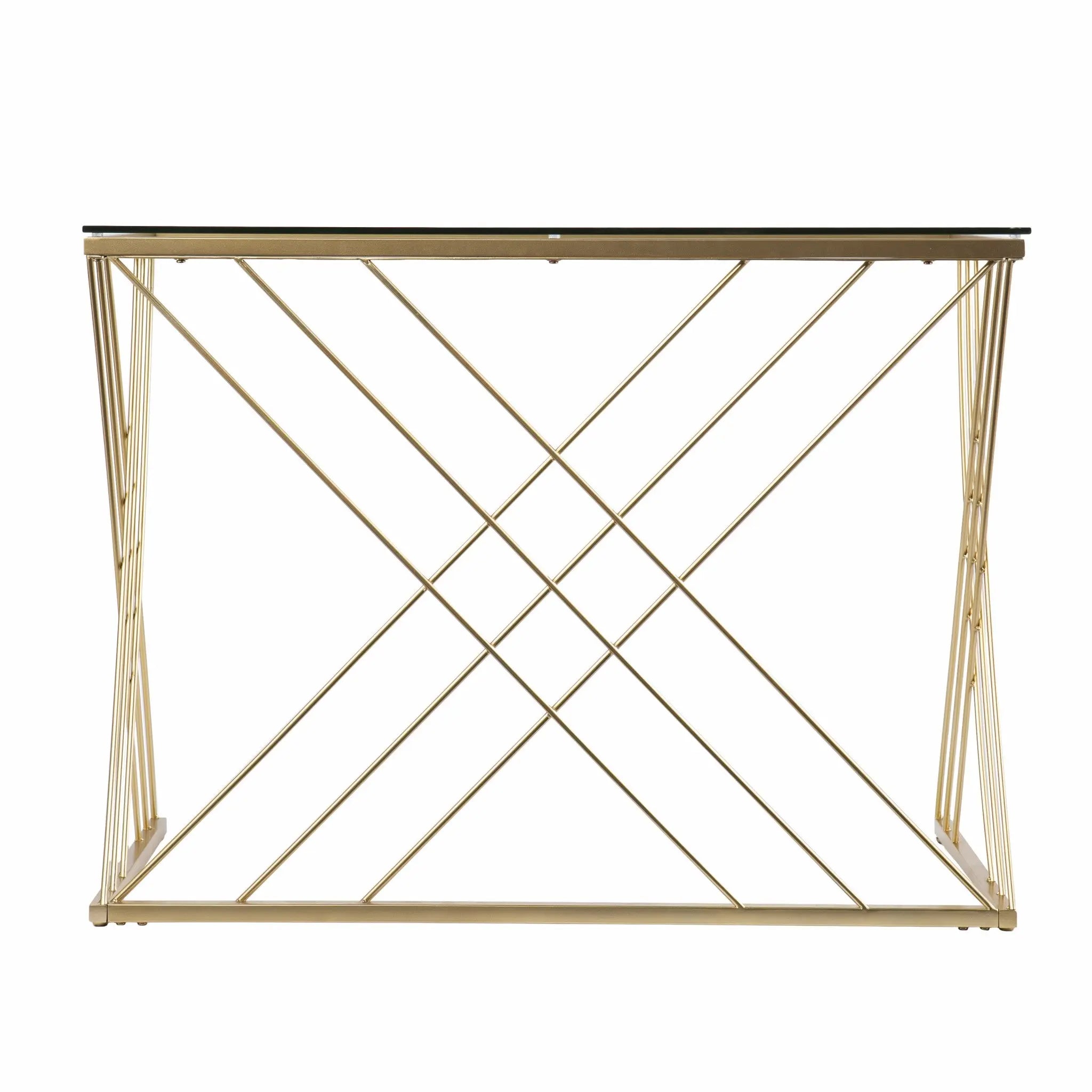 40" Clear and Gold Glass and Iron Sled Homeroots Office