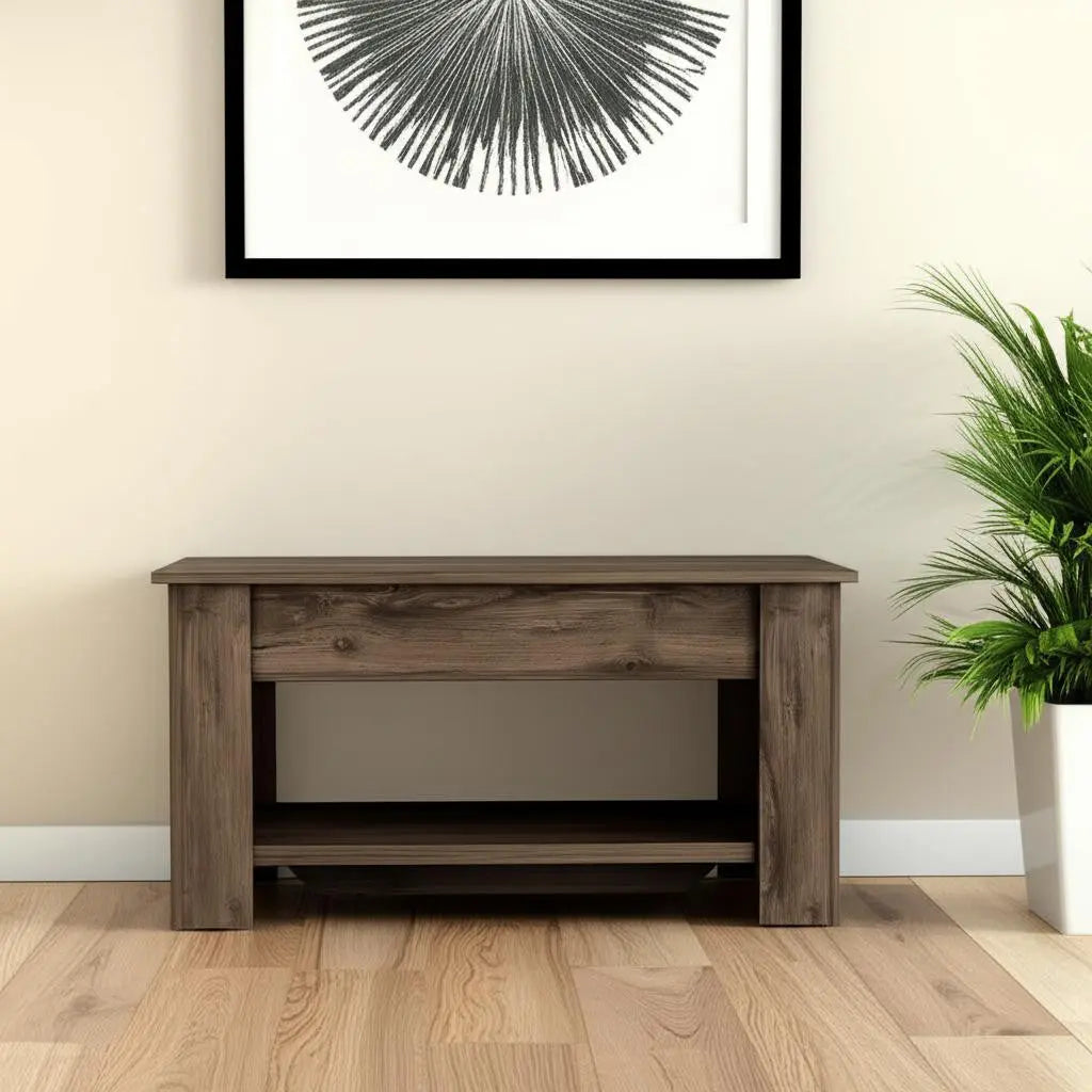 40" Dark Brown Storage Bench with Flip Top Homeroots Living Room