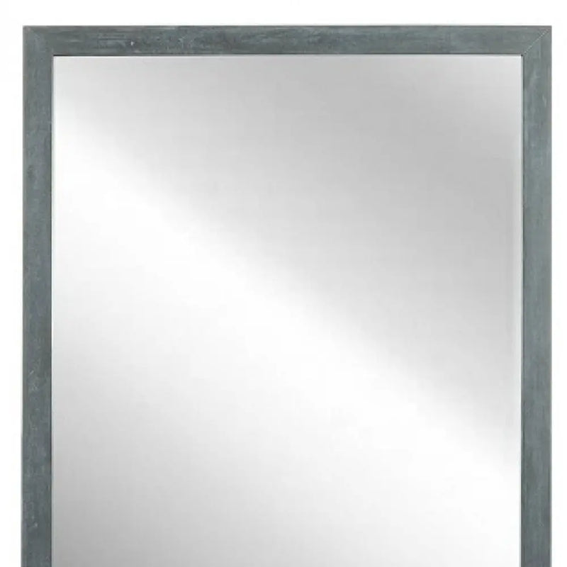 40" Dark Gray Solid Wood Framed Accent Mirror Homeroots Bed & Bath