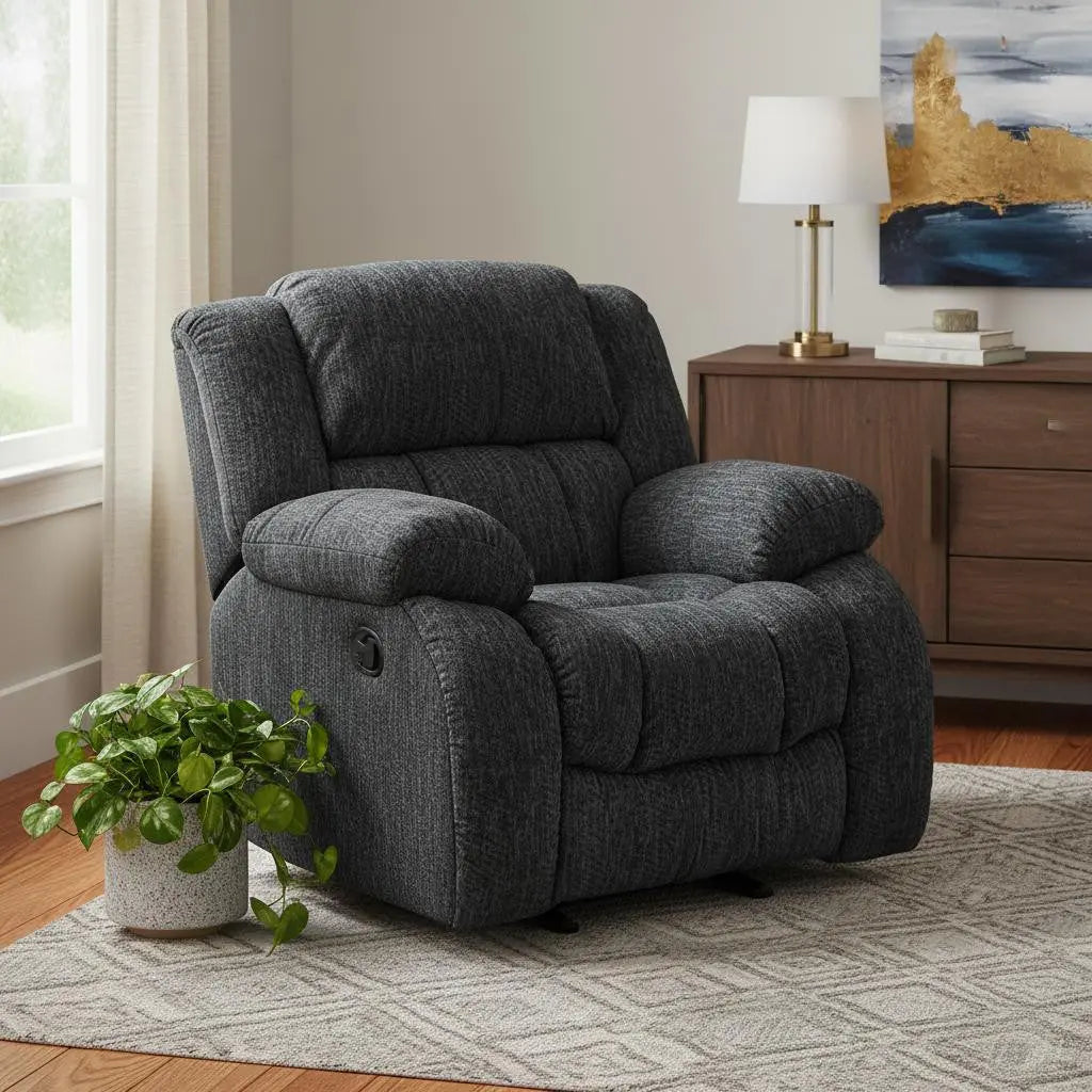 40" Gray Fabric Gliding Recliner Homeroots Living Room
