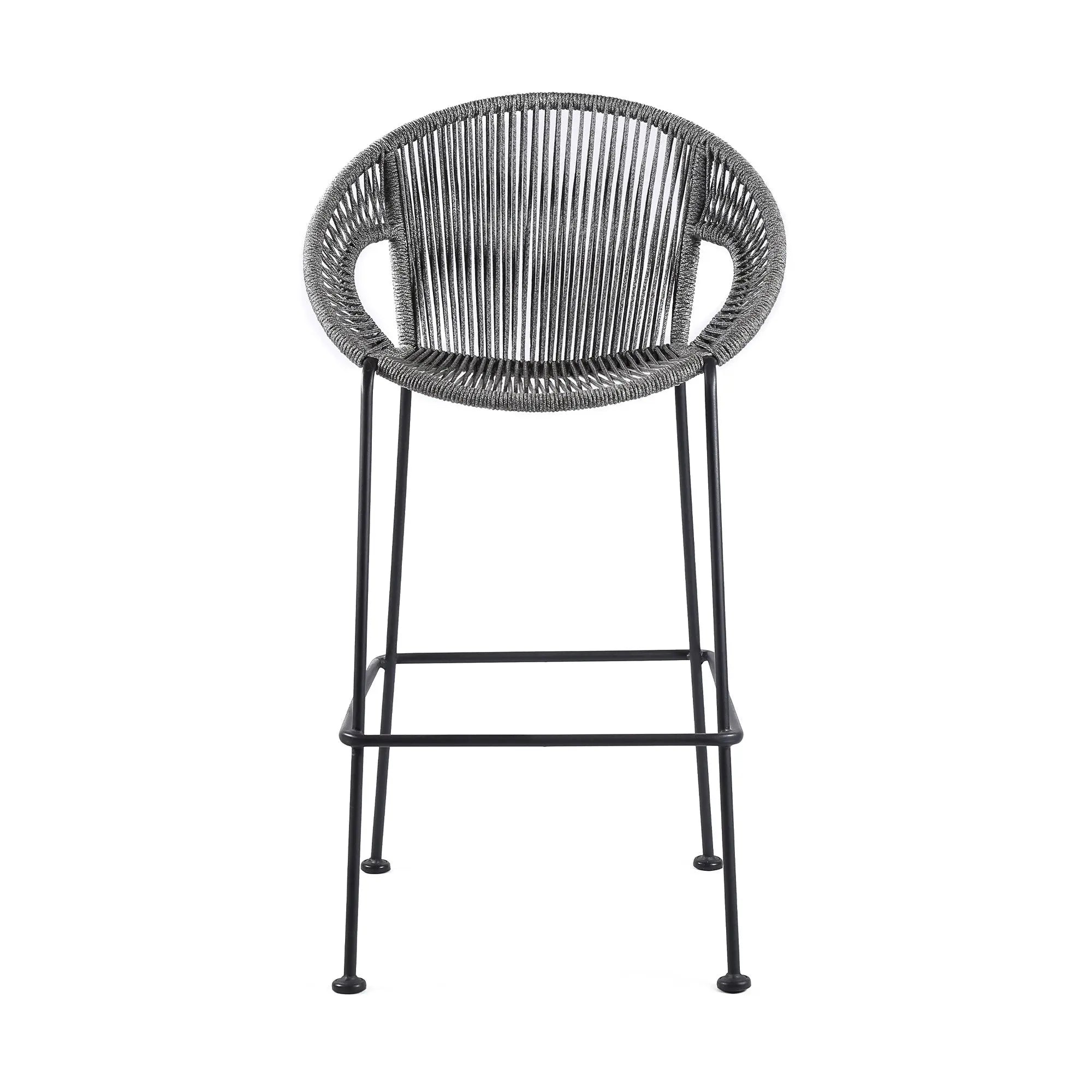 40" Light Gray Metal Low back Outdoor Counter Height Bar chair with Footrest - GreatEagleInc