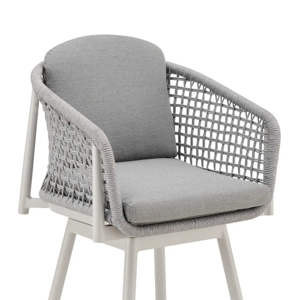40" Light Gray Metal Swivel Outdoor Counter Height Bar chair with Footrest - GreatEagleInc