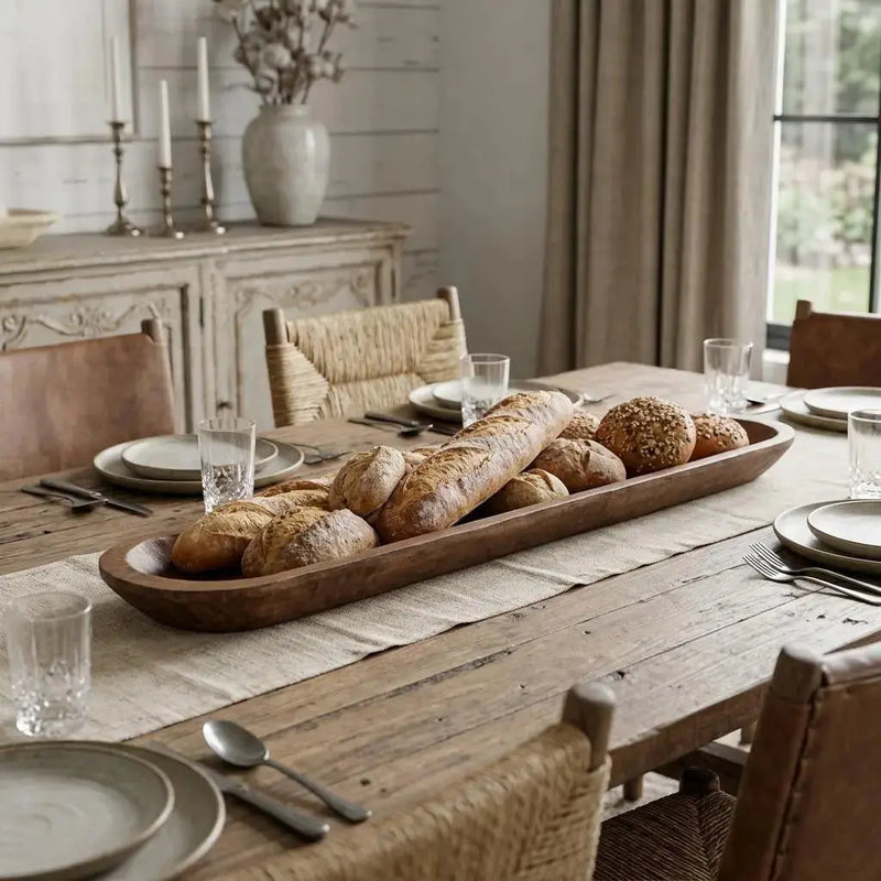 40" Natural Solid Wood Oval Dough Bowl Homeroots Kitchen & Dining