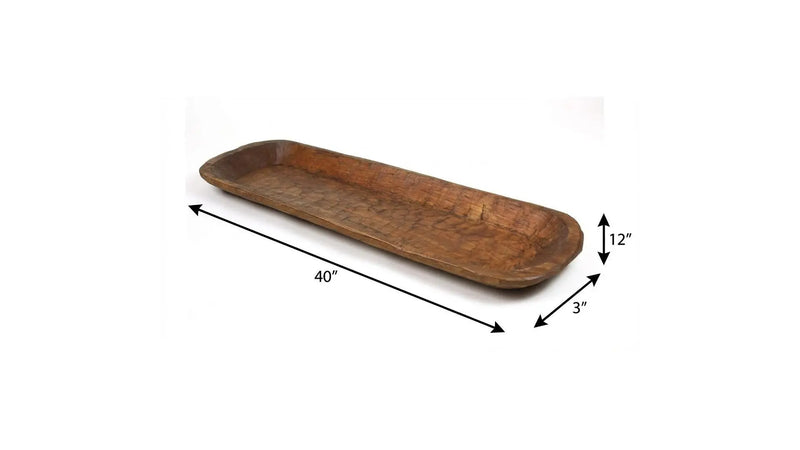 40" Natural Solid Wood Oval Dough Bowl Homeroots Kitchen & Dining
