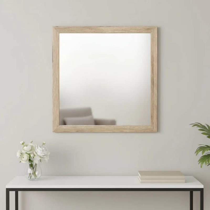 40" Natural Square Wood Framed Accent Mirror Homeroots Bed & Bath