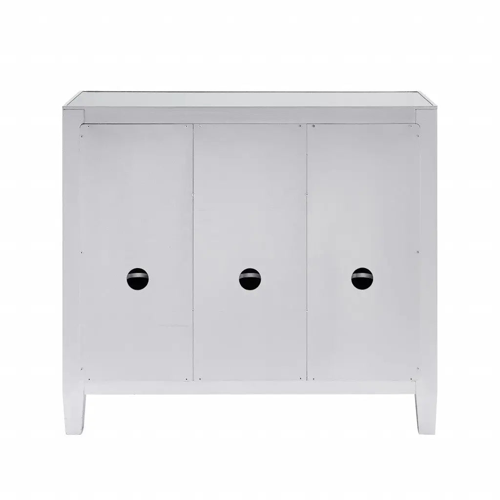 40" Silver Glass Three Drawer Sideboard with Three Doors Homeroots Kitchen & Dining