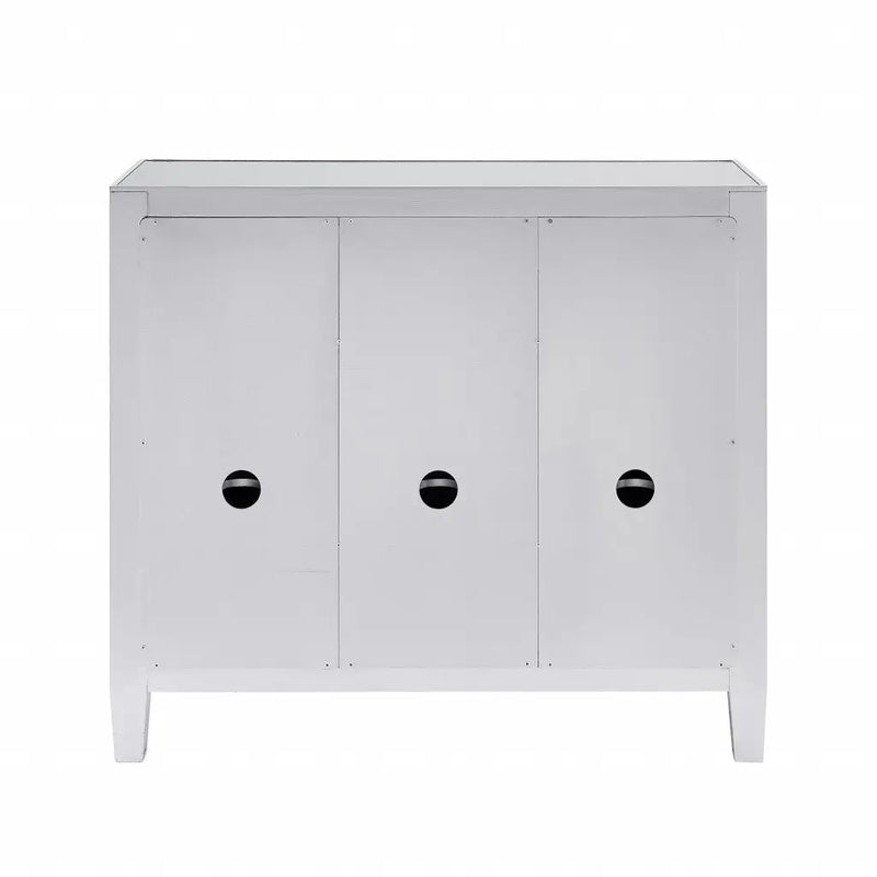 40" Silver Glass Three Drawer Sideboard with Three Doors Homeroots Kitchen & Dining