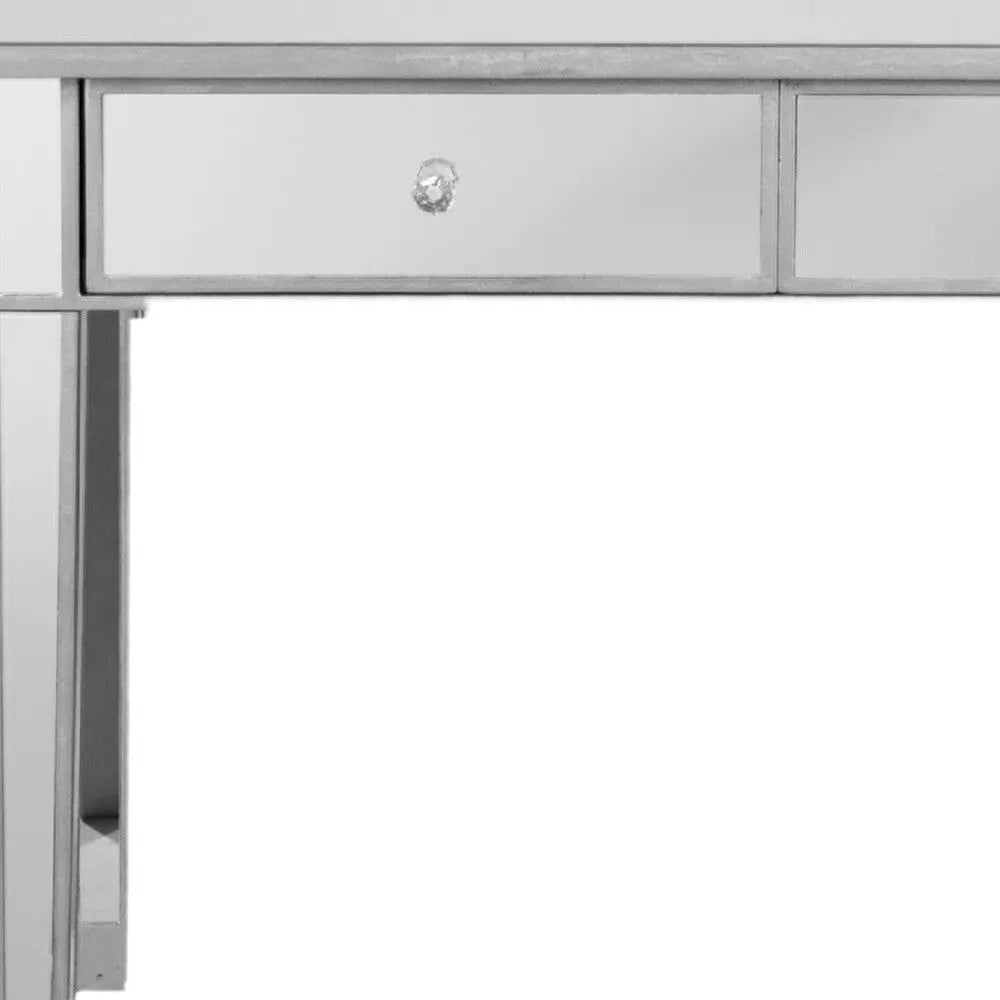 40" Silver Mirrored Glass Console Table And Drawers Homeroots Living Room