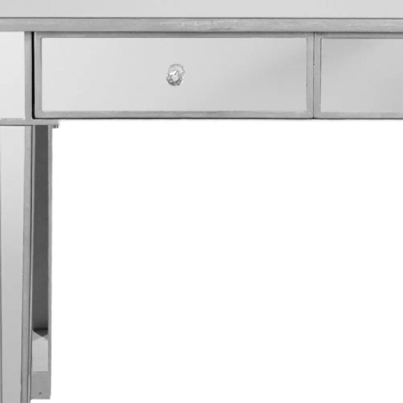 40" Silver Mirrored Glass Console Table And Drawers Homeroots Living Room