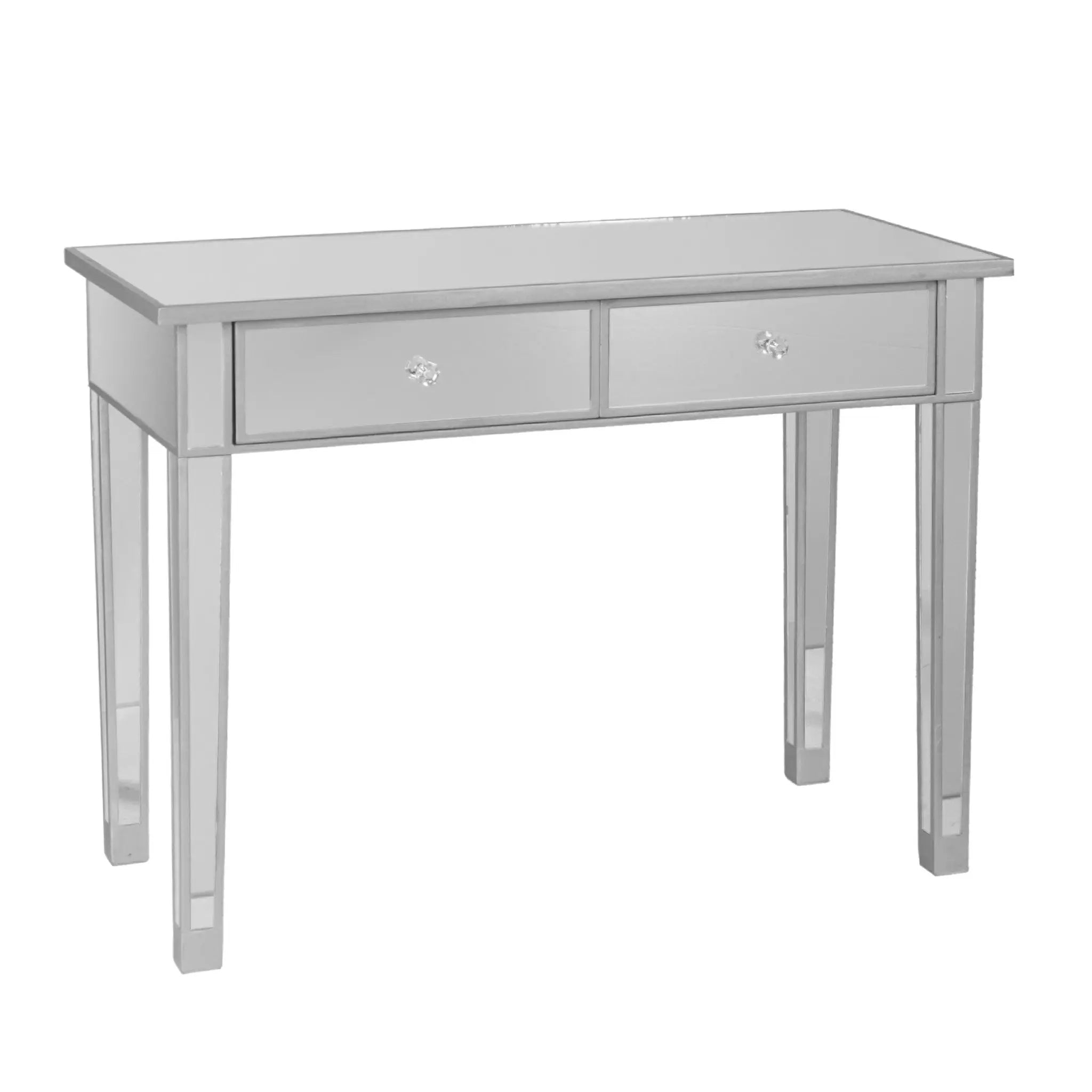 40" Silver Mirrored Glass Console Table And Drawers Homeroots Living Room