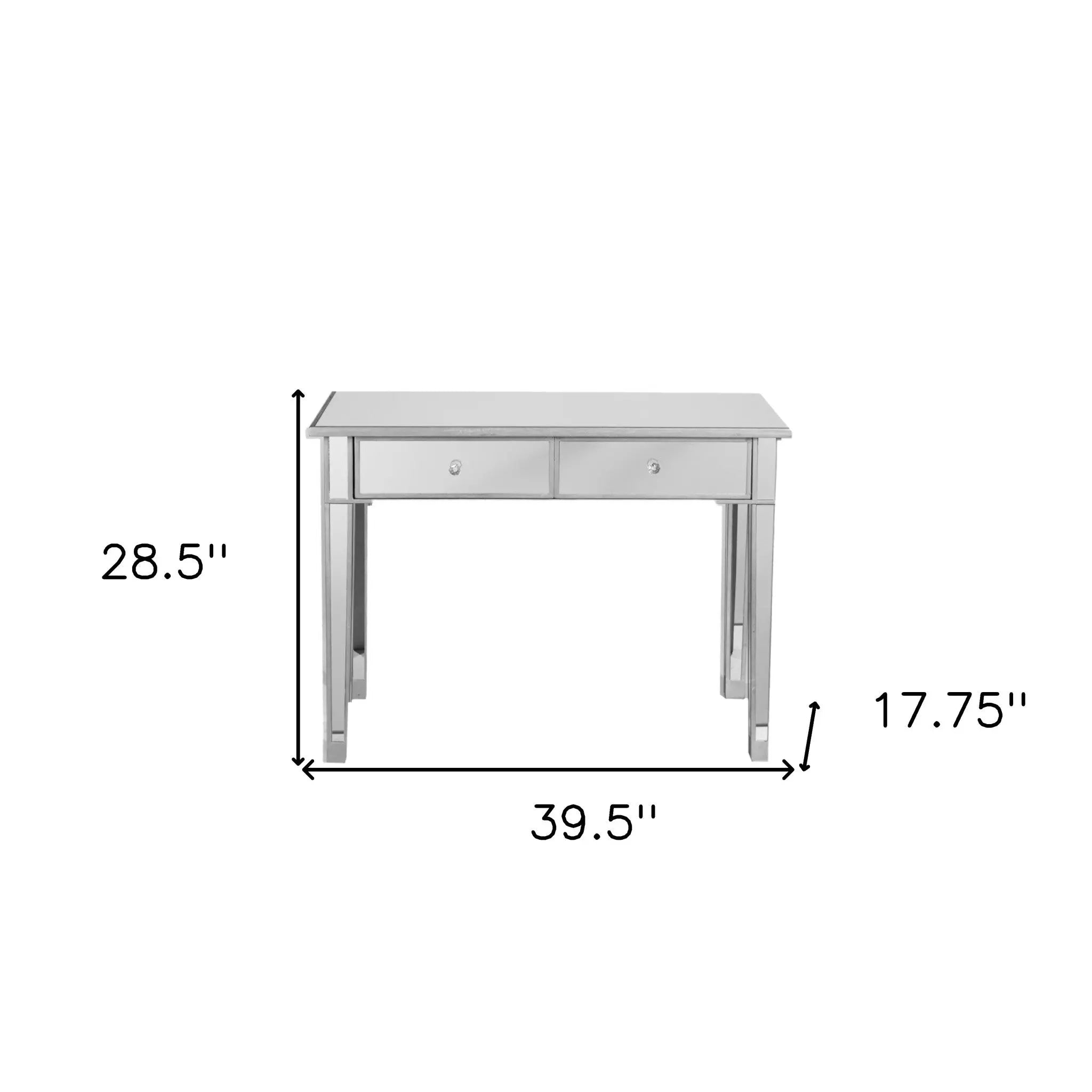 40" Silver Mirrored Glass Console Table And Drawers Homeroots Living Room