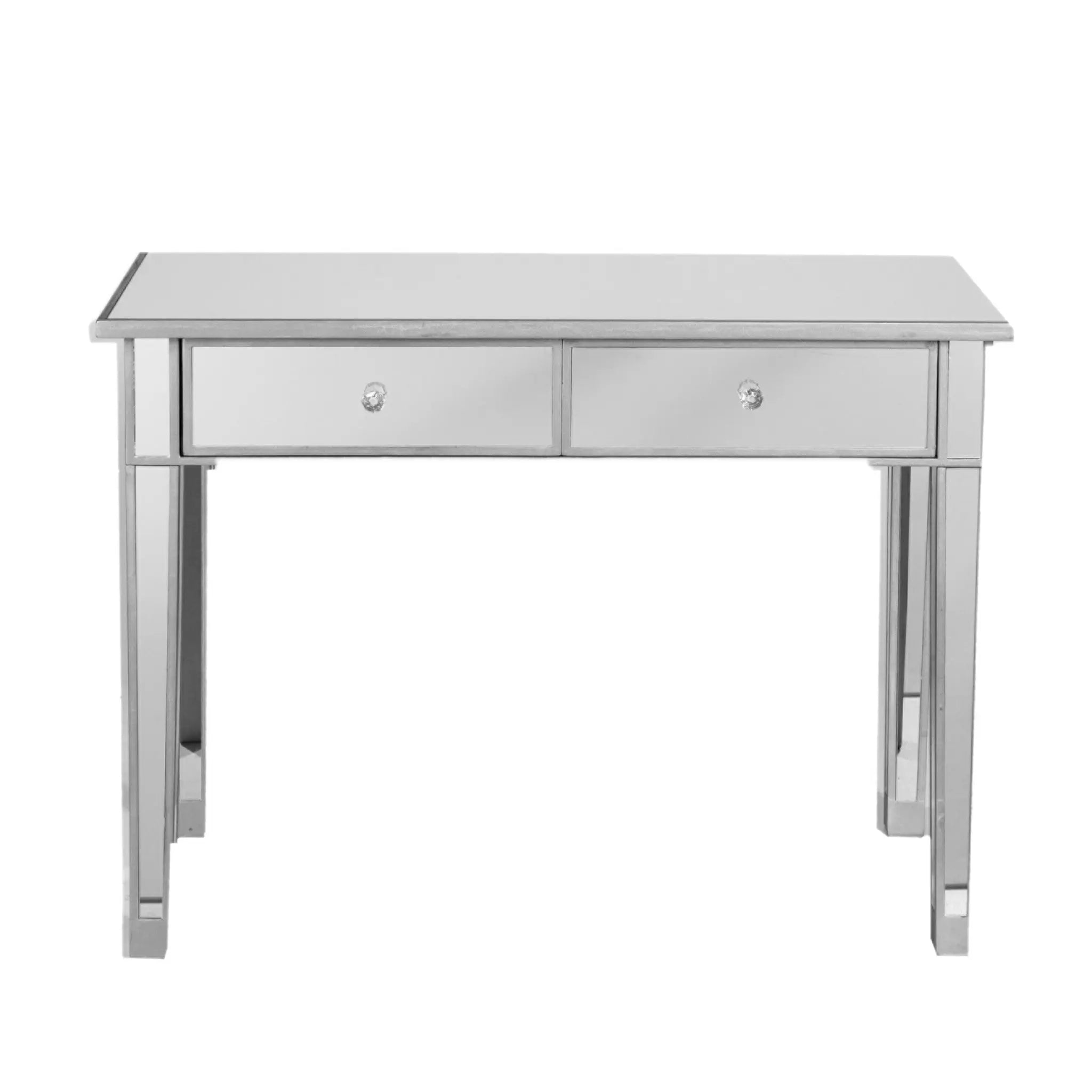 40" Silver Mirrored Glass Console Table And Drawers Homeroots Living Room