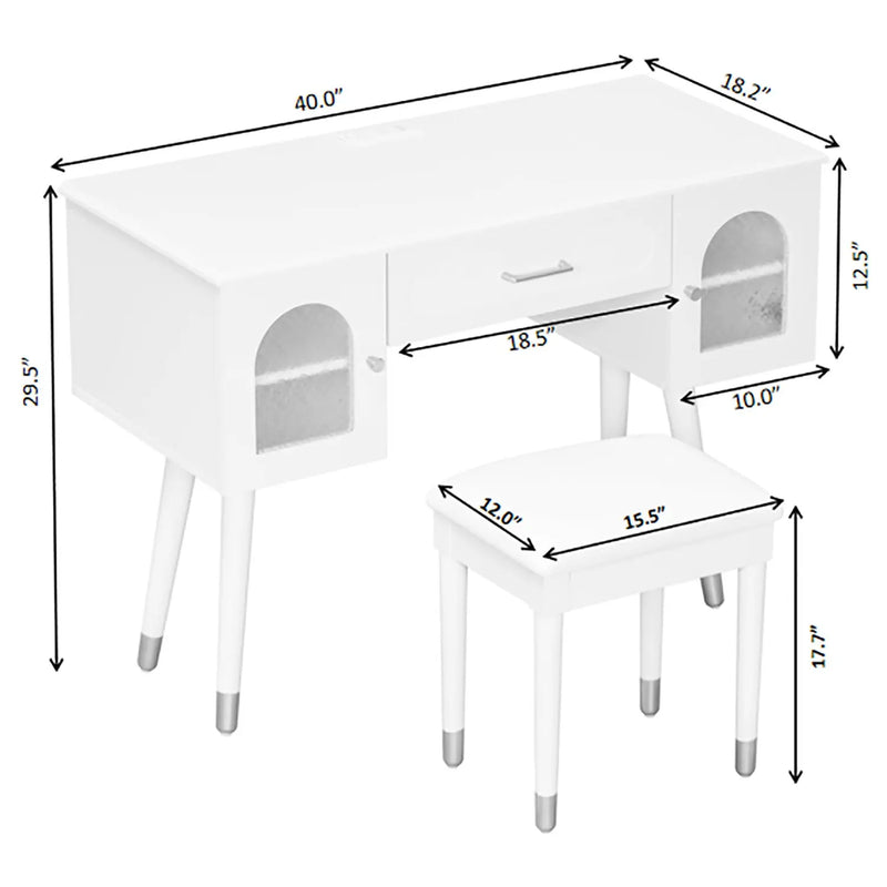 40" White Wood Vanity Table Homeroots Living Room
