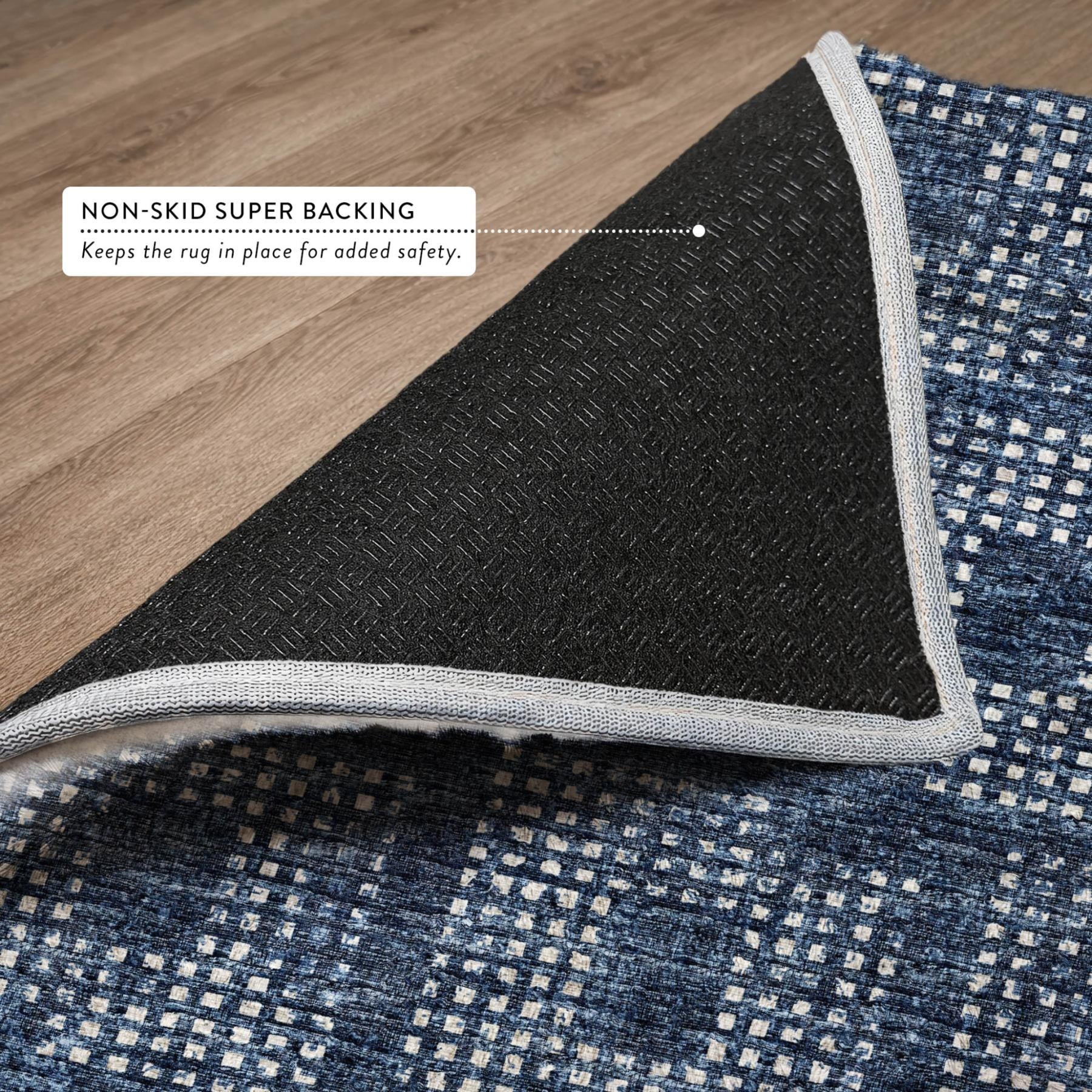 8' Blue And Light Blue Geometric Shag Washable Round Rug With UV Protection - Home & Garden