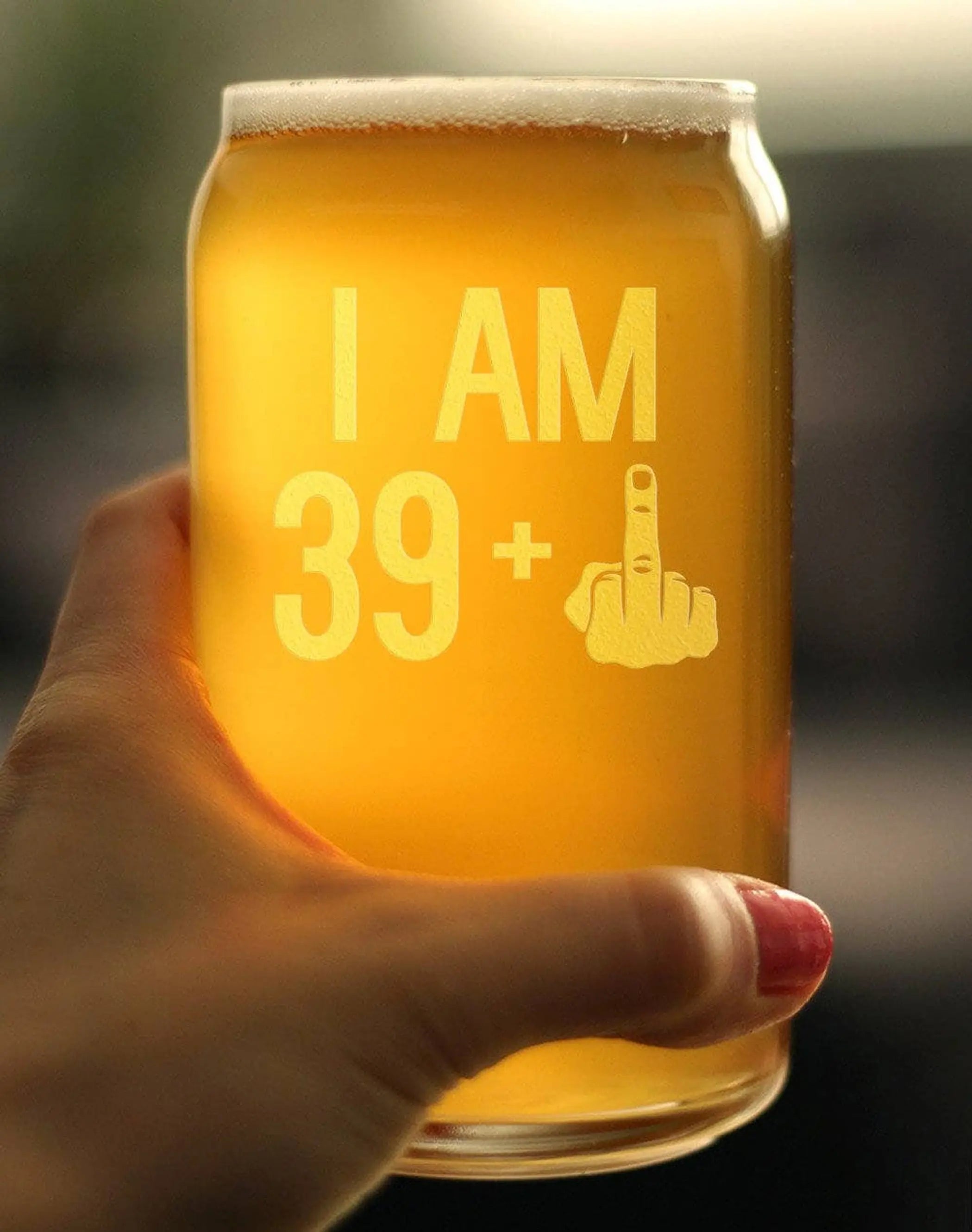 40th Birthday Gifts - 39 Middle Finger Beer Can Pint Glass Bevvee