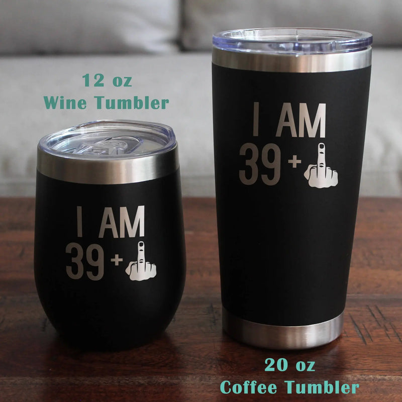 40th Birthday Gifts - 39 Middle Finger Whiskey Rocks Glass Bevvee