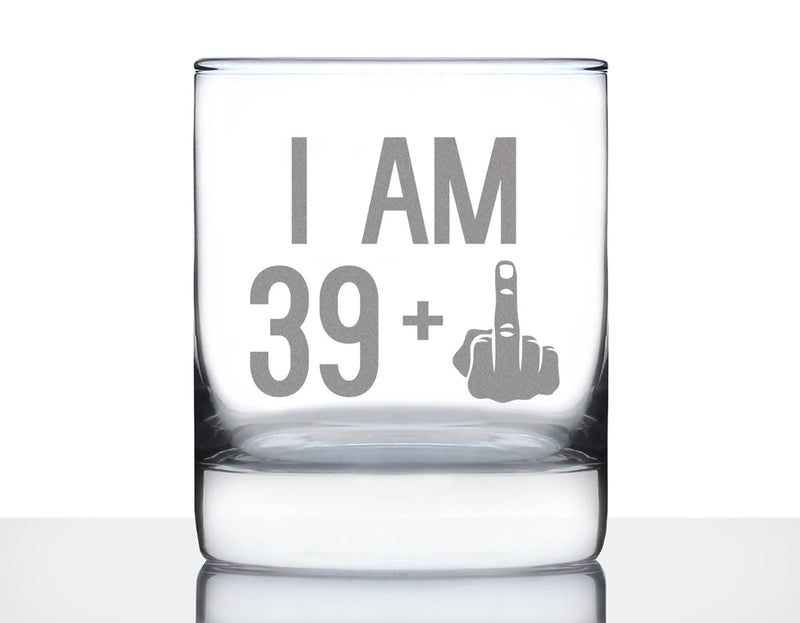 40th Birthday Gifts - 39 Middle Finger Whiskey Rocks Glass Bevvee