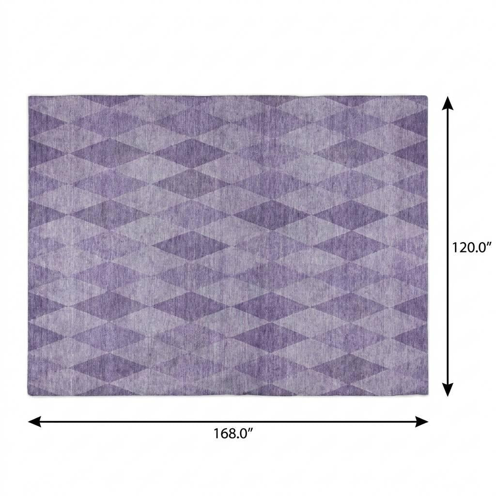 10' X 14' Purple And Lavender Geometric Shag Washable Area Rug With UV Protection - Home & Garden