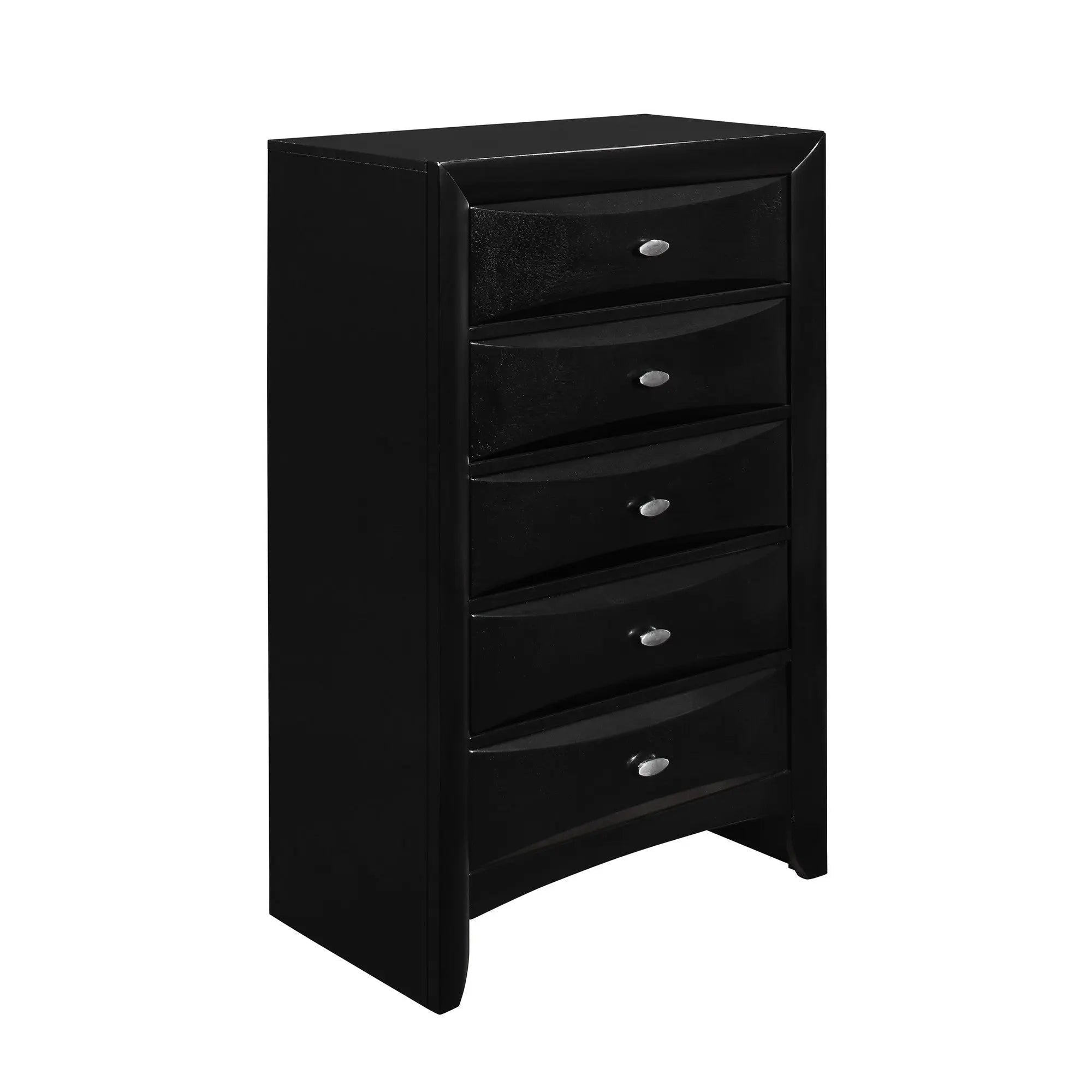 41" Black Solid Wood Five Drawer Dresser Homeroots Bed & Bath