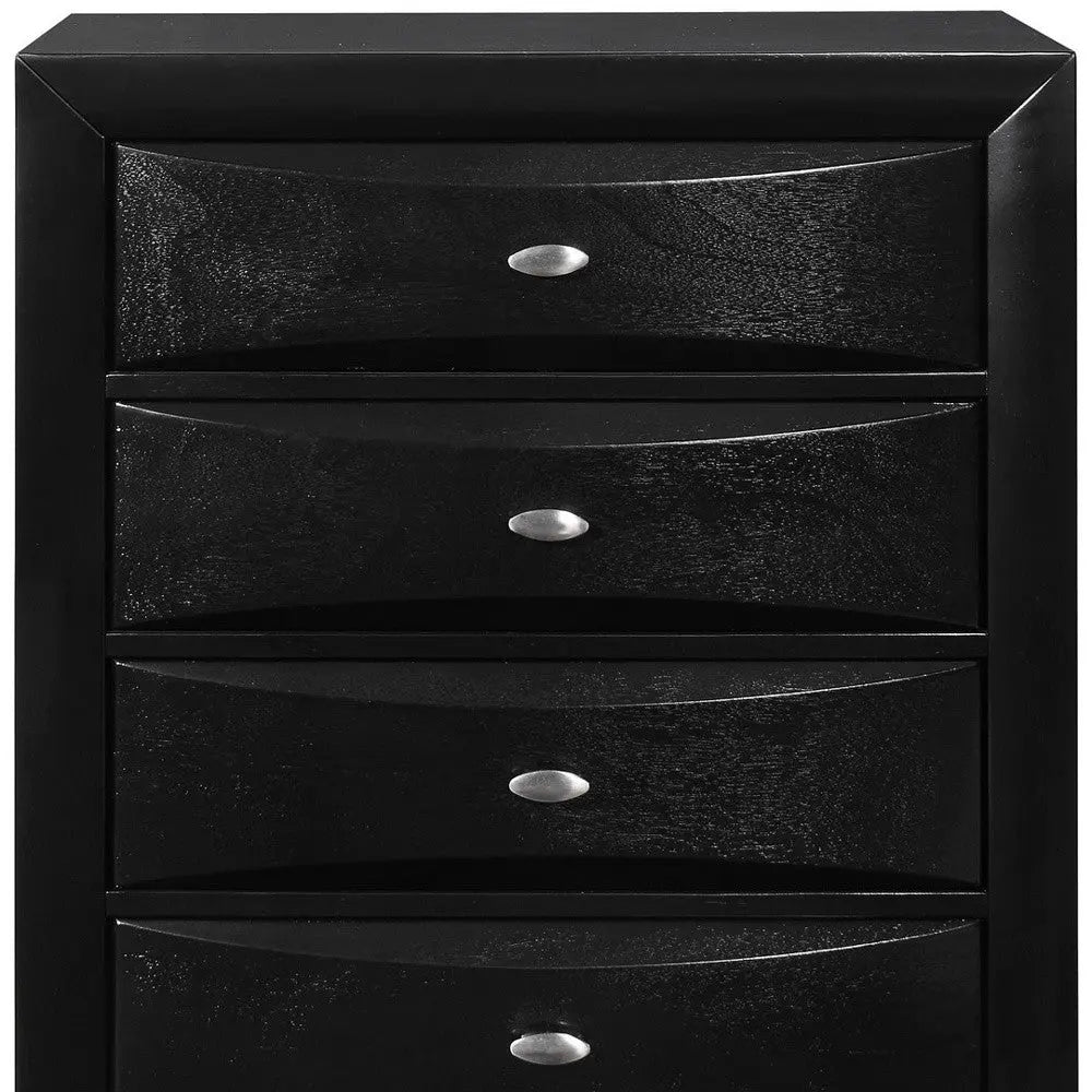 41" Black Solid Wood Five Drawer Dresser Homeroots Bed & Bath