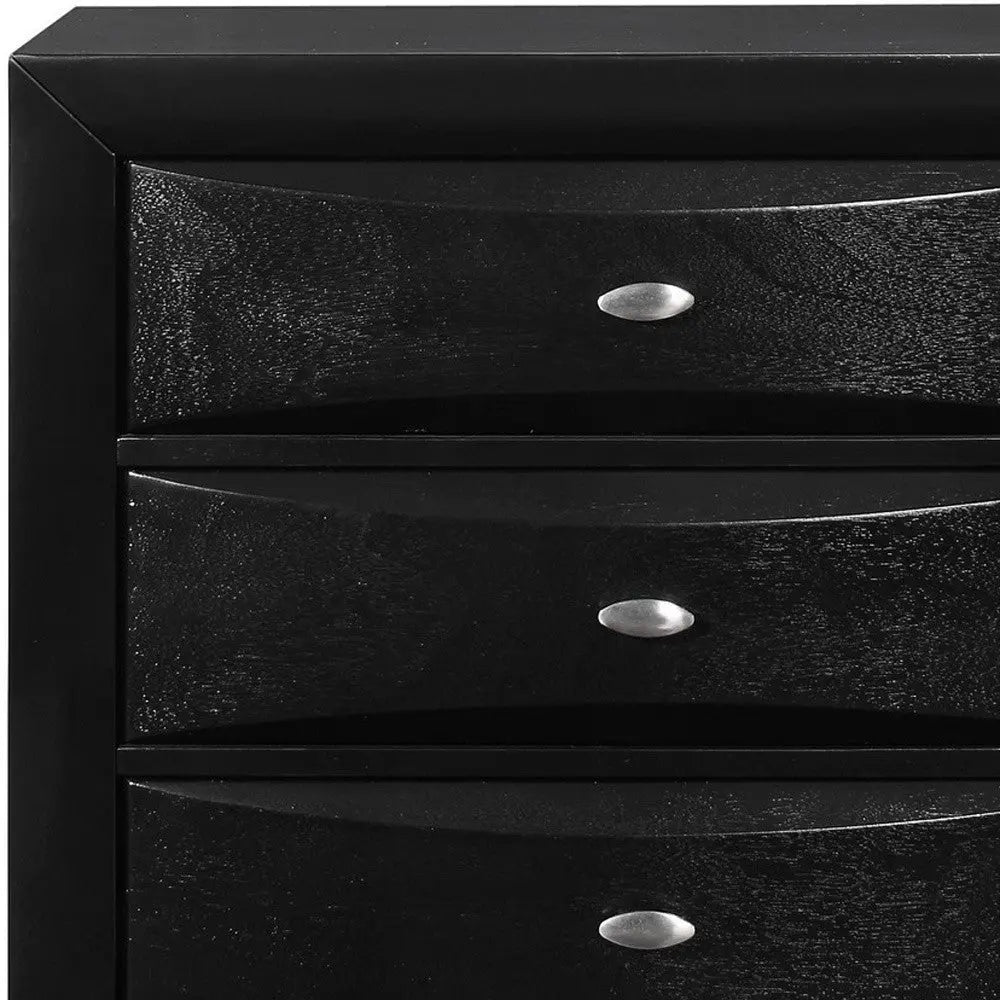 41" Black Solid Wood Five Drawer Dresser Homeroots Bed & Bath