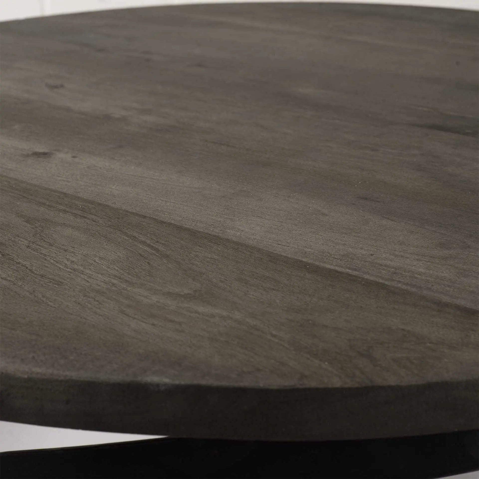 41" Brown and Black Solid Wood and Metal Round Coffee Table Homeroots Living Room