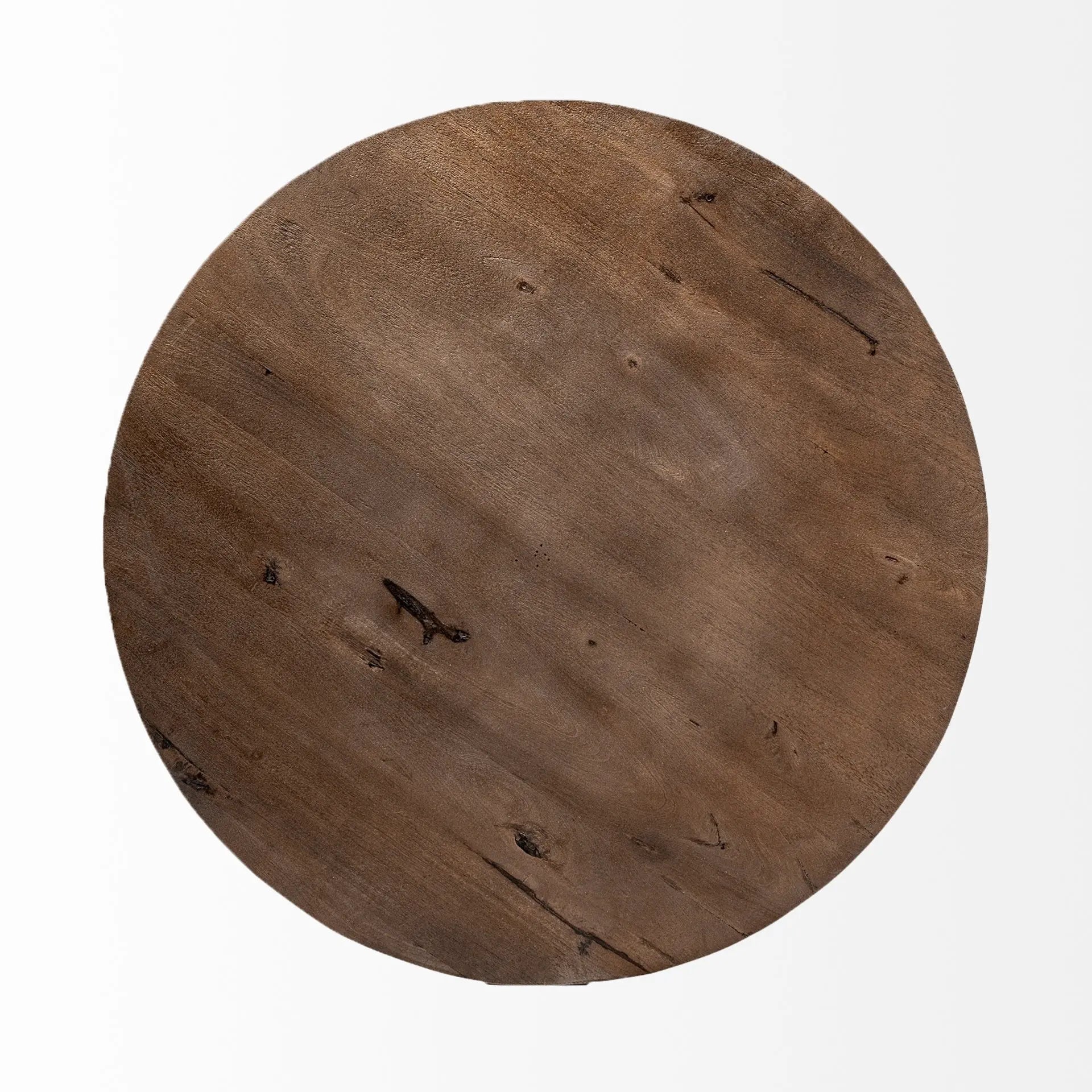 41" Brown and Black Solid Wood and Metal Round Coffee Table Homeroots Living Room