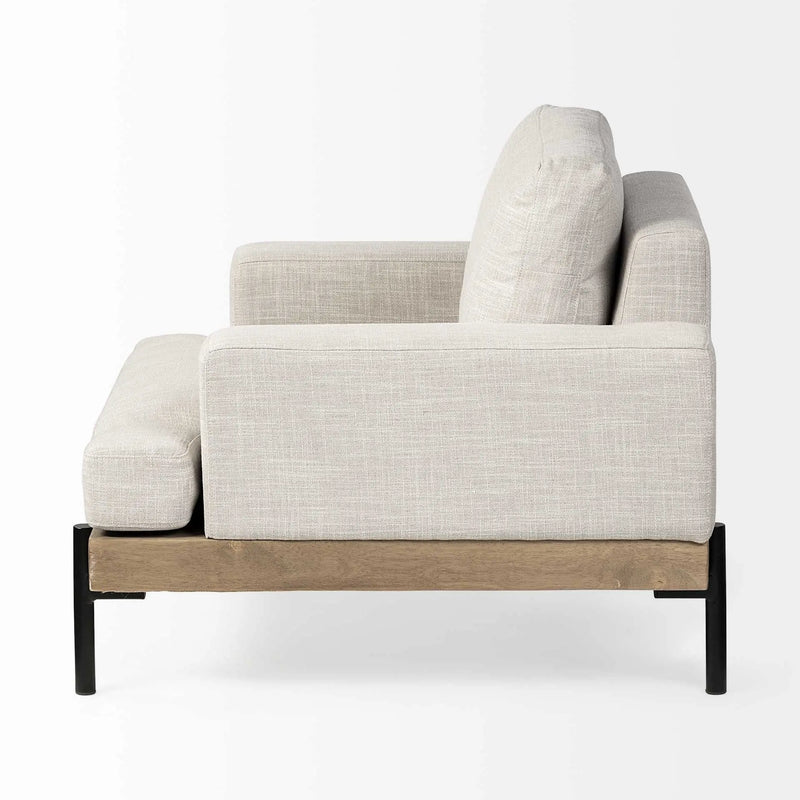 41" Cream and Black Fabric Arm Chair Homeroots Living Room