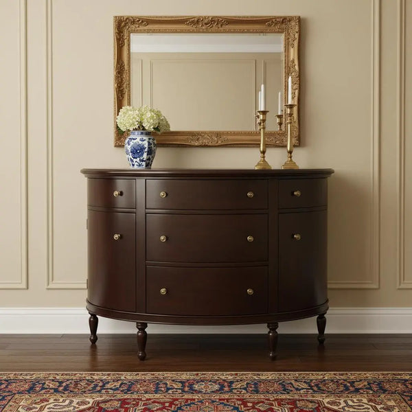 41" Dark Brown Solid Wood Five Drawer Sideboard Homeroots Kitchen & Dining