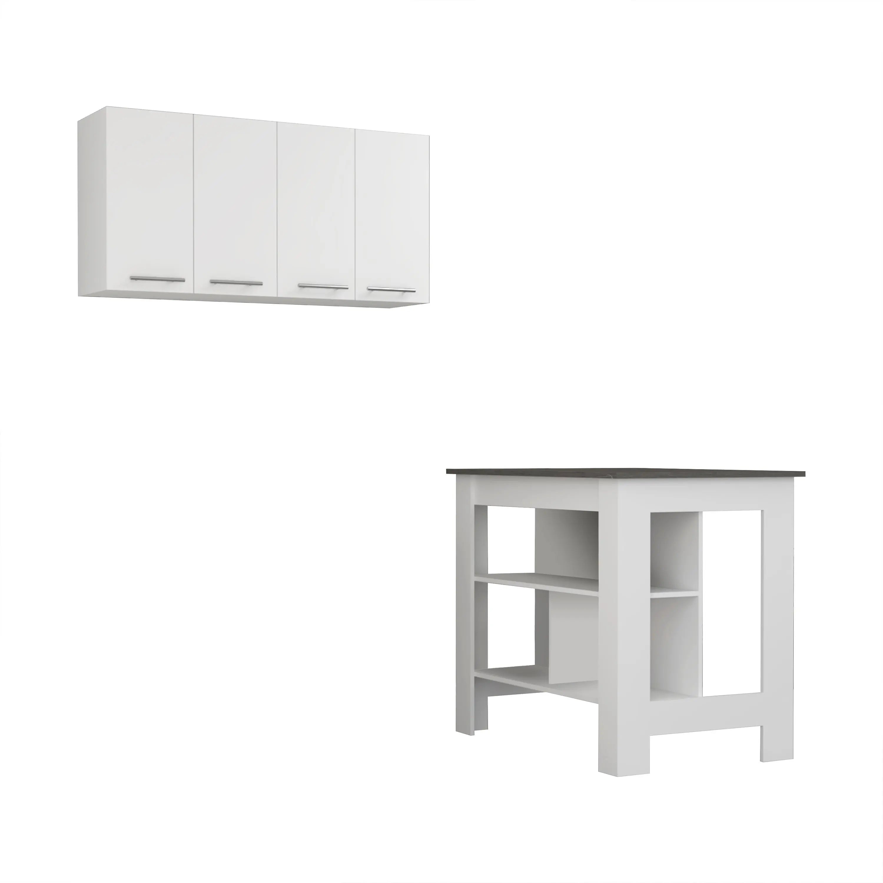 41" Dark Gray and White Wood Kitchen Island Set With Storage Homeroots Kitchen & Dining