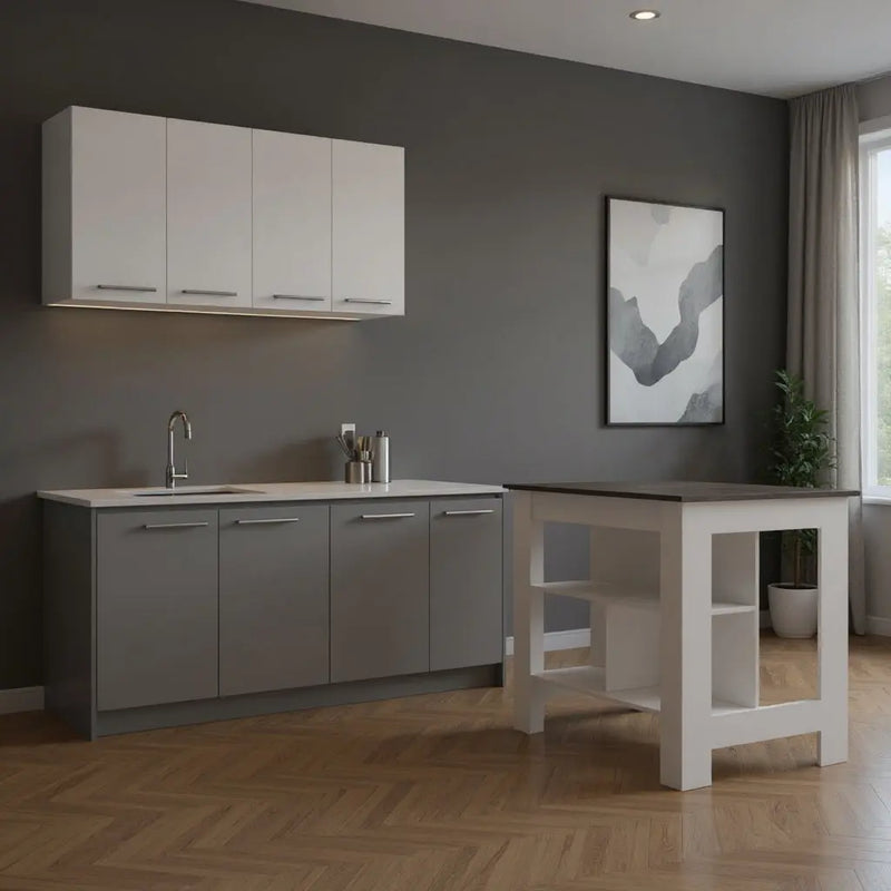 41" Dark Gray and White Wood Kitchen Island Set With Storage Homeroots Kitchen & Dining