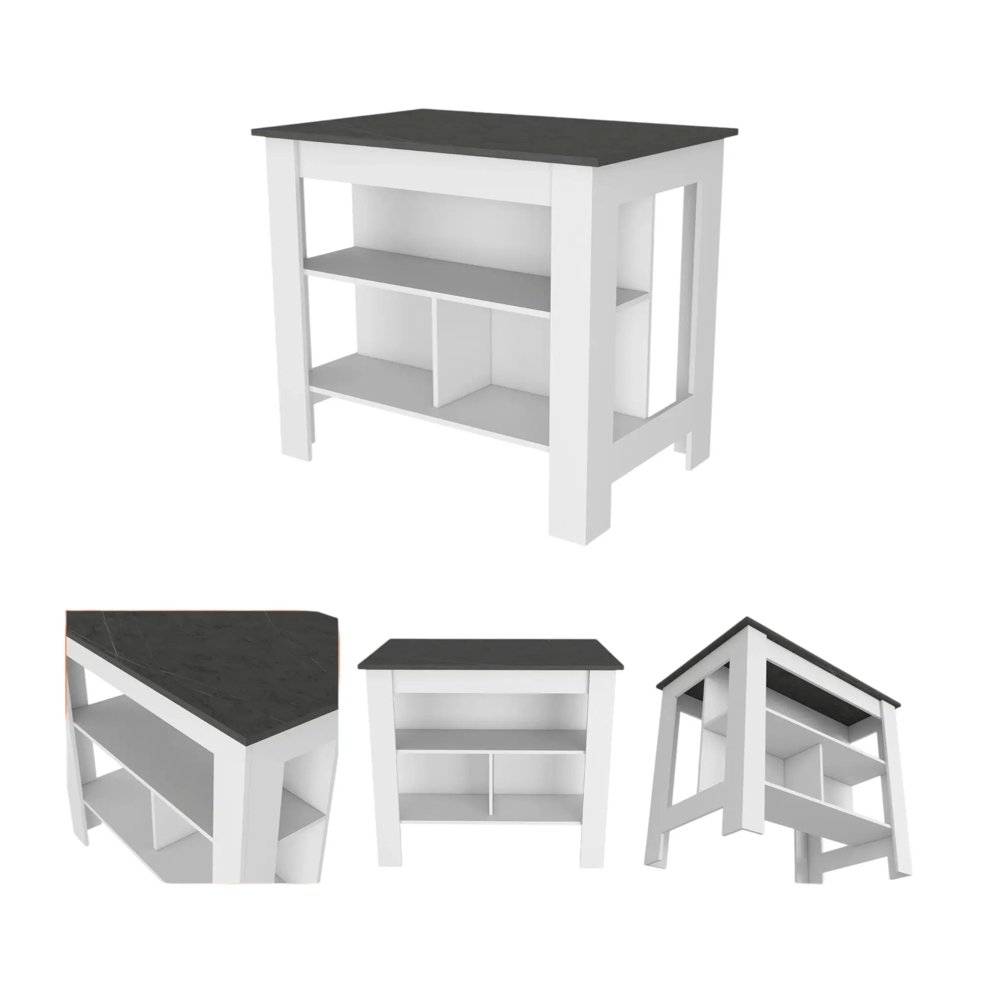 41" Dark Gray and White Wood Kitchen Island Set With Storage Homeroots Kitchen & Dining