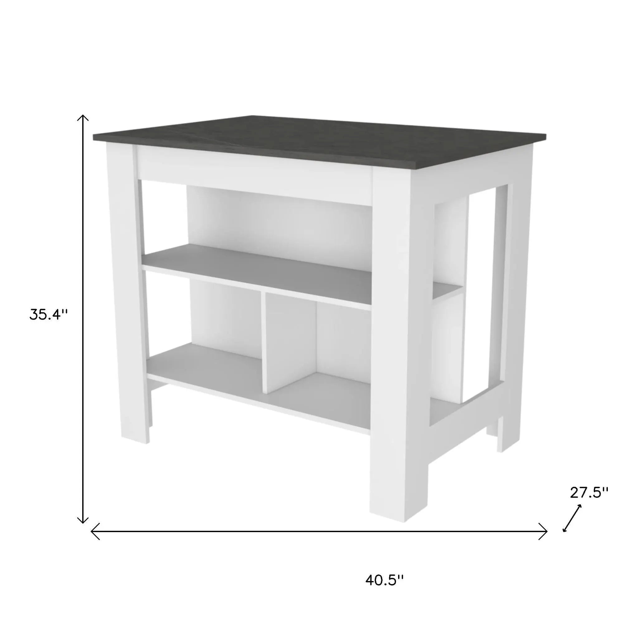 41" Dark Gray and White Wood Kitchen Island Set With Storage Homeroots Kitchen & Dining