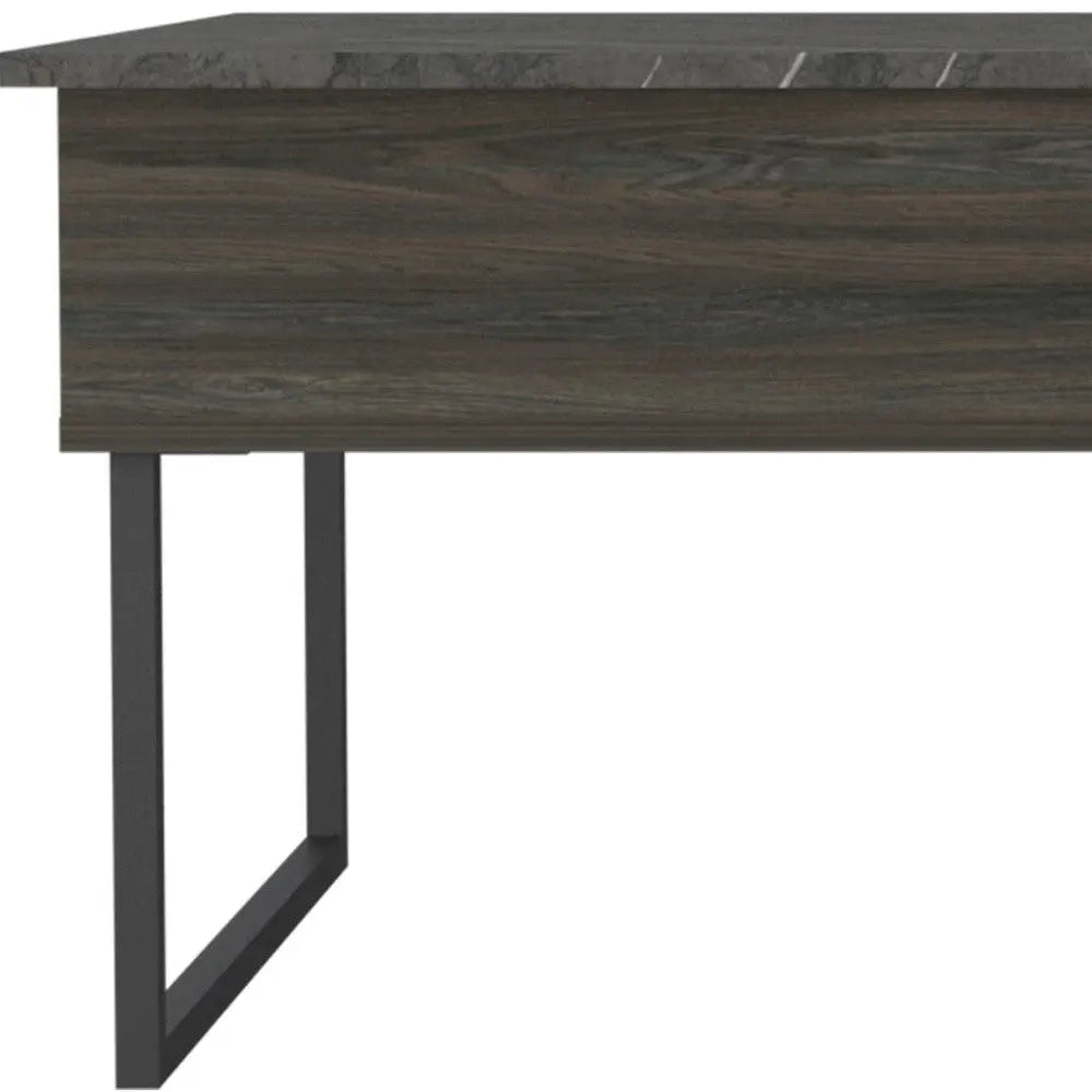 41" Espresso And Black Wood And Metal Lift Top Coffee Table With Shelf Homeroots Living Room