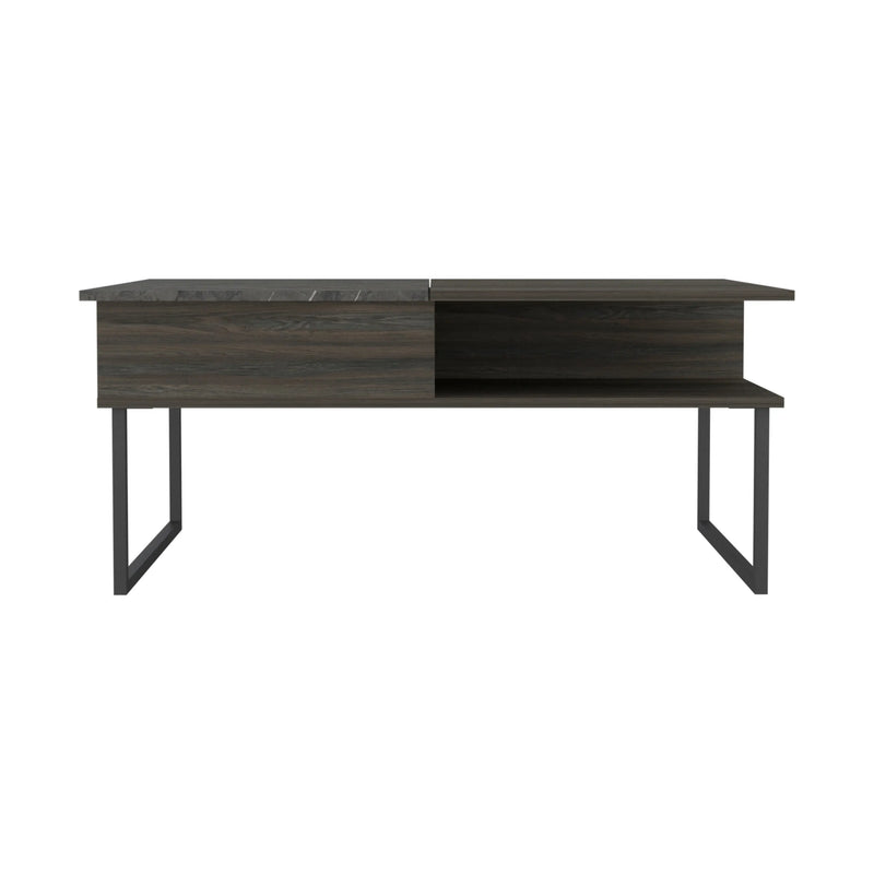 41" Espresso And Black Wood And Metal Lift Top Coffee Table With Shelf Homeroots Living Room