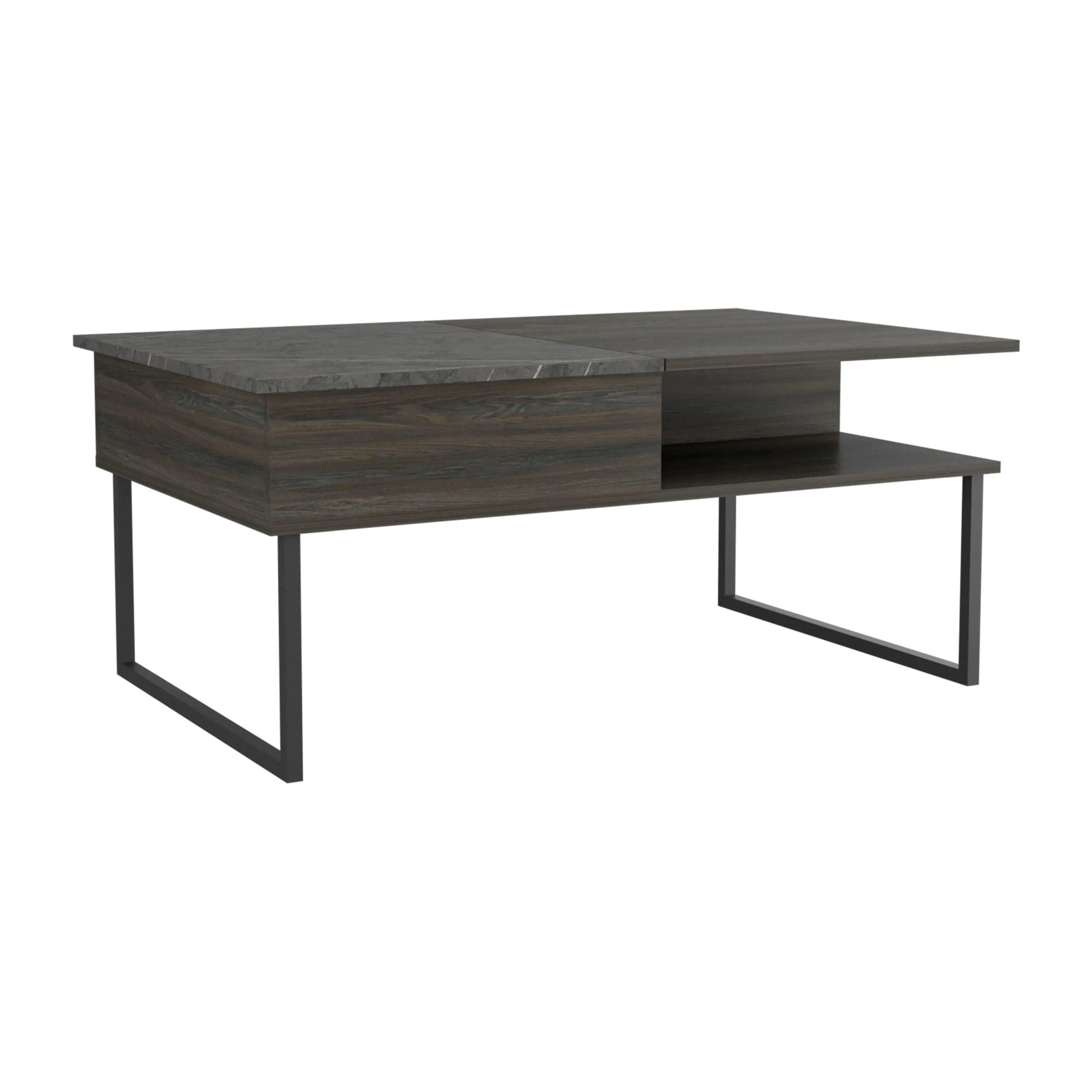 41" Espresso And Black Wood And Metal Lift Top Coffee Table With Shelf Homeroots Living Room